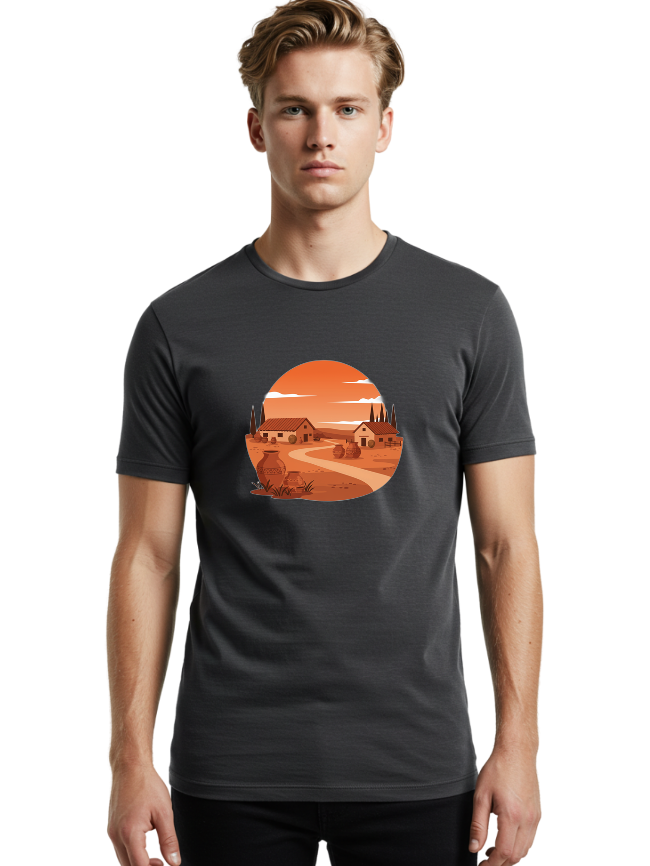 Terracotta-Village Men'S Graphic Tee, 100% Cotton, Comfortable Casual Summer Wear, Machine Washable, Vintage Camera, Old Camera, Antique Camera, Black Camera, Classic Photography, Photography Equipment, Nostalgic Device, Film Camera, Bah240