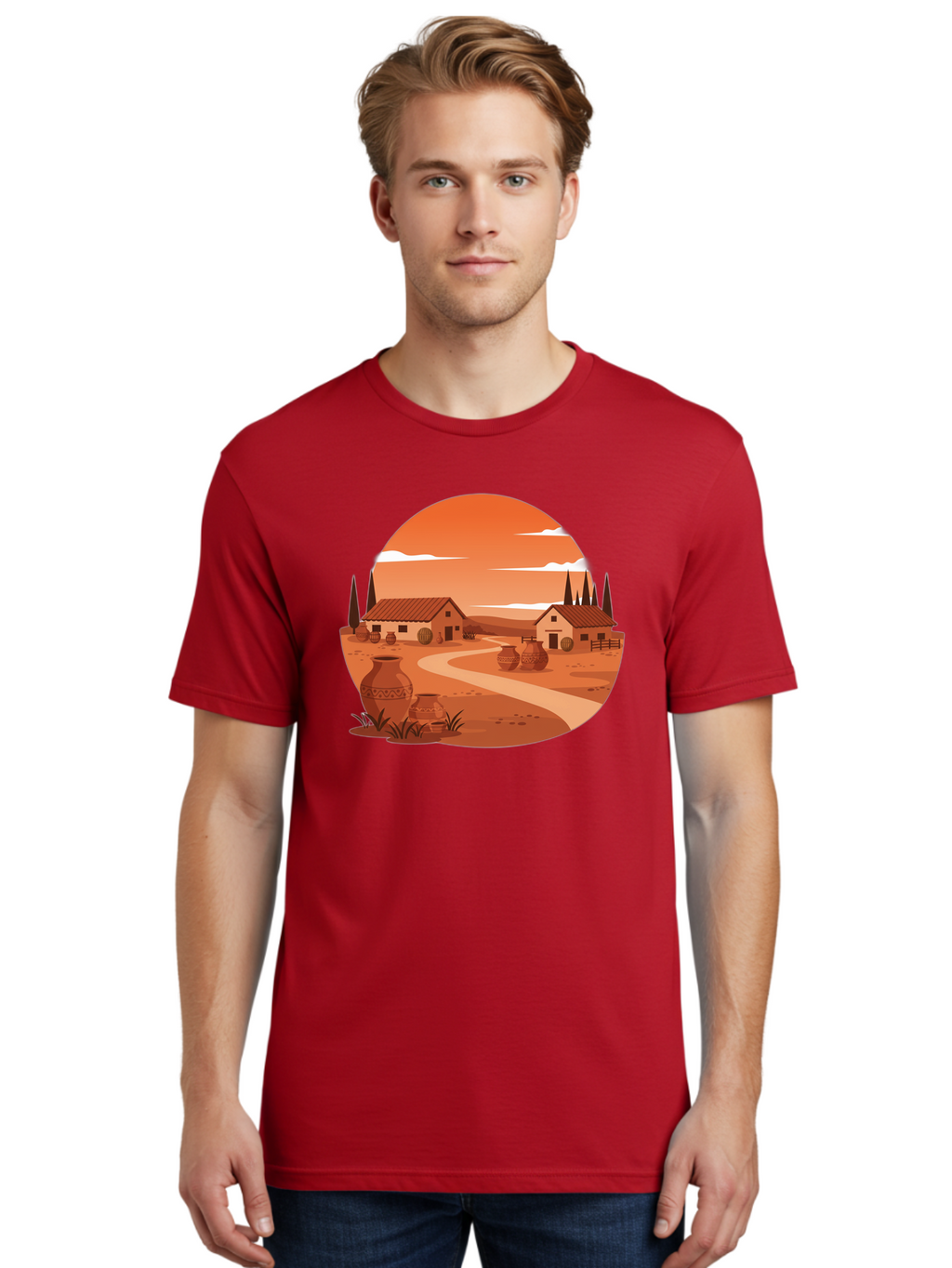 Terracotta-Village Men'S Graphic Tee, 100% Cotton, Comfortable Casual Summer Wear, Machine Washable, Vintage Camera, Old Camera, Antique Camera, Black Camera, Classic Photography, Photography Equipment, Nostalgic Device, Film Camera, Bah240
