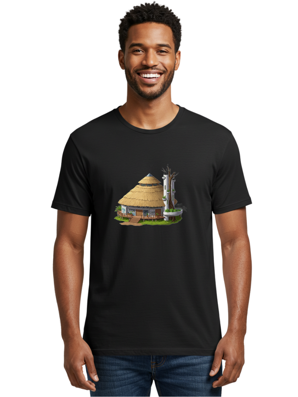 Thatched-Roof-Hut Men'S Graphic Tee, 100% Cotton, Comfortable Casual Summer Wear, Machine Washable, Vintage Camera, Old Camera, Antique Camera, Black Camera, Classic Photography, Photography Equipment, Nostalgic Device, Film Camera, Camera Art Bah245