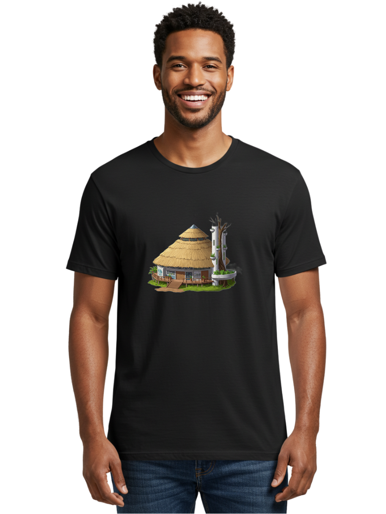 Thatched-Roof-Hut Men'S Graphic Tee, 100% Cotton, Comfortable Casual Summer Wear, Machine Washable, Vintage Camera, Old Camera, Antique Camera, Black Camera, Classic Photography, Photography Equipment, Nostalgic Device, Film Camera, Camera Art Bah245