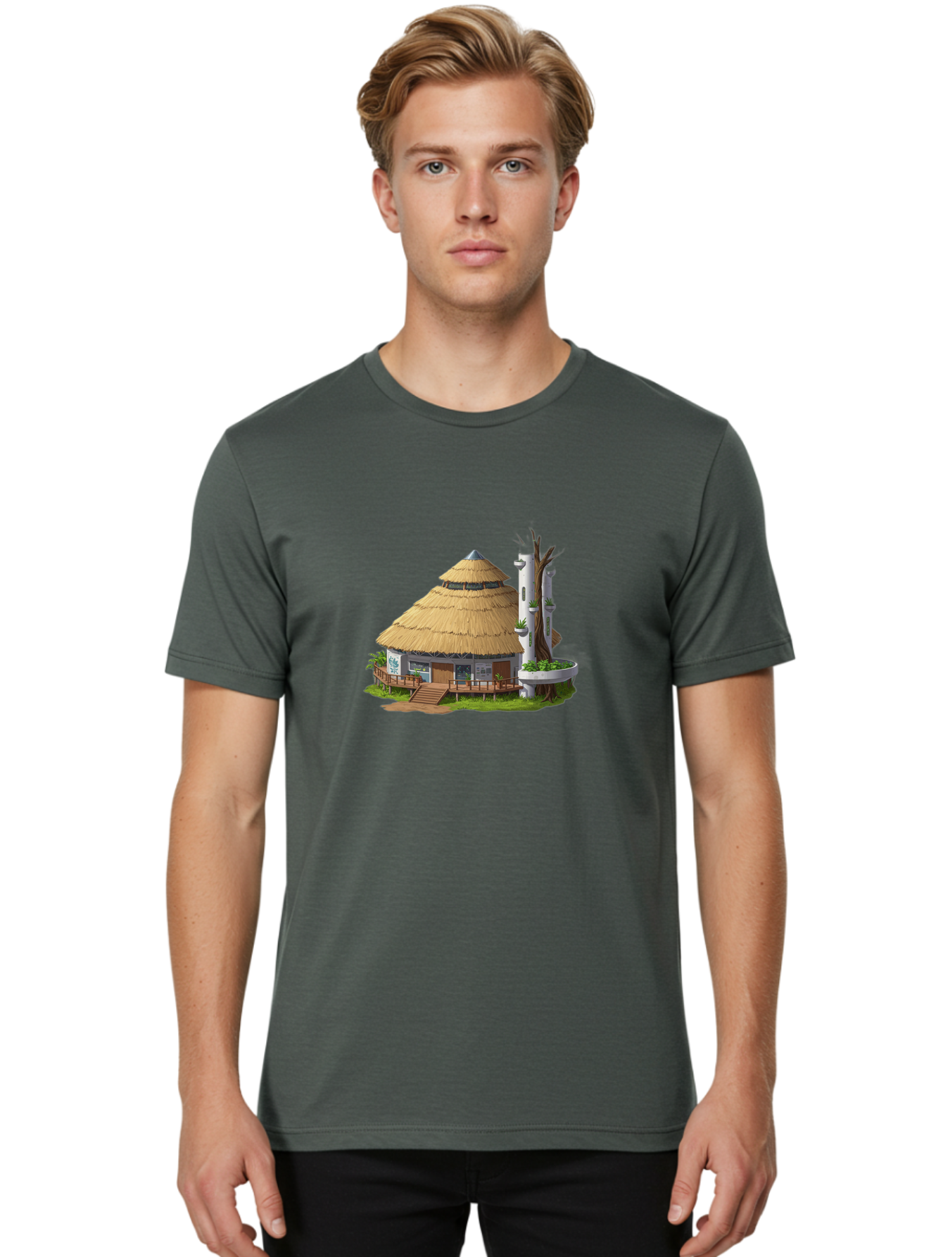 Thatched-Roof-Hut Men'S Graphic Tee, 100% Cotton, Comfortable Casual Summer Wear, Machine Washable, Vintage Camera, Old Camera, Antique Camera, Black Camera, Classic Photography, Photography Equipment, Nostalgic Device, Film Camera, Camera Art Bah245