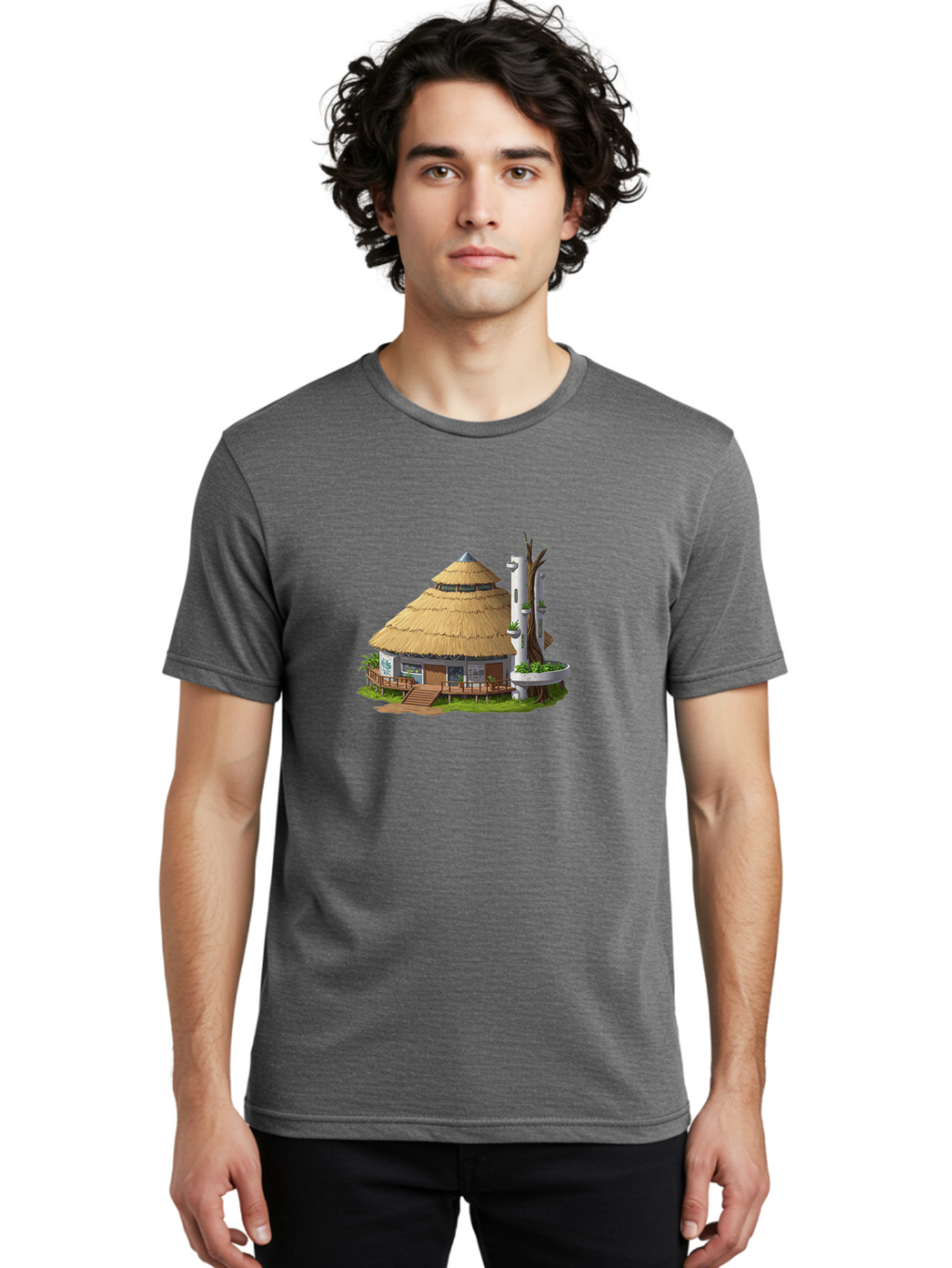Thatched-Roof-Hut Men'S Graphic Tee, 100% Cotton, Comfortable Casual Summer Wear, Machine Washable, Vintage Camera, Old Camera, Antique Camera, Black Camera, Classic Photography, Photography Equipment, Nostalgic Device, Film Camera, Camera Art Bah245