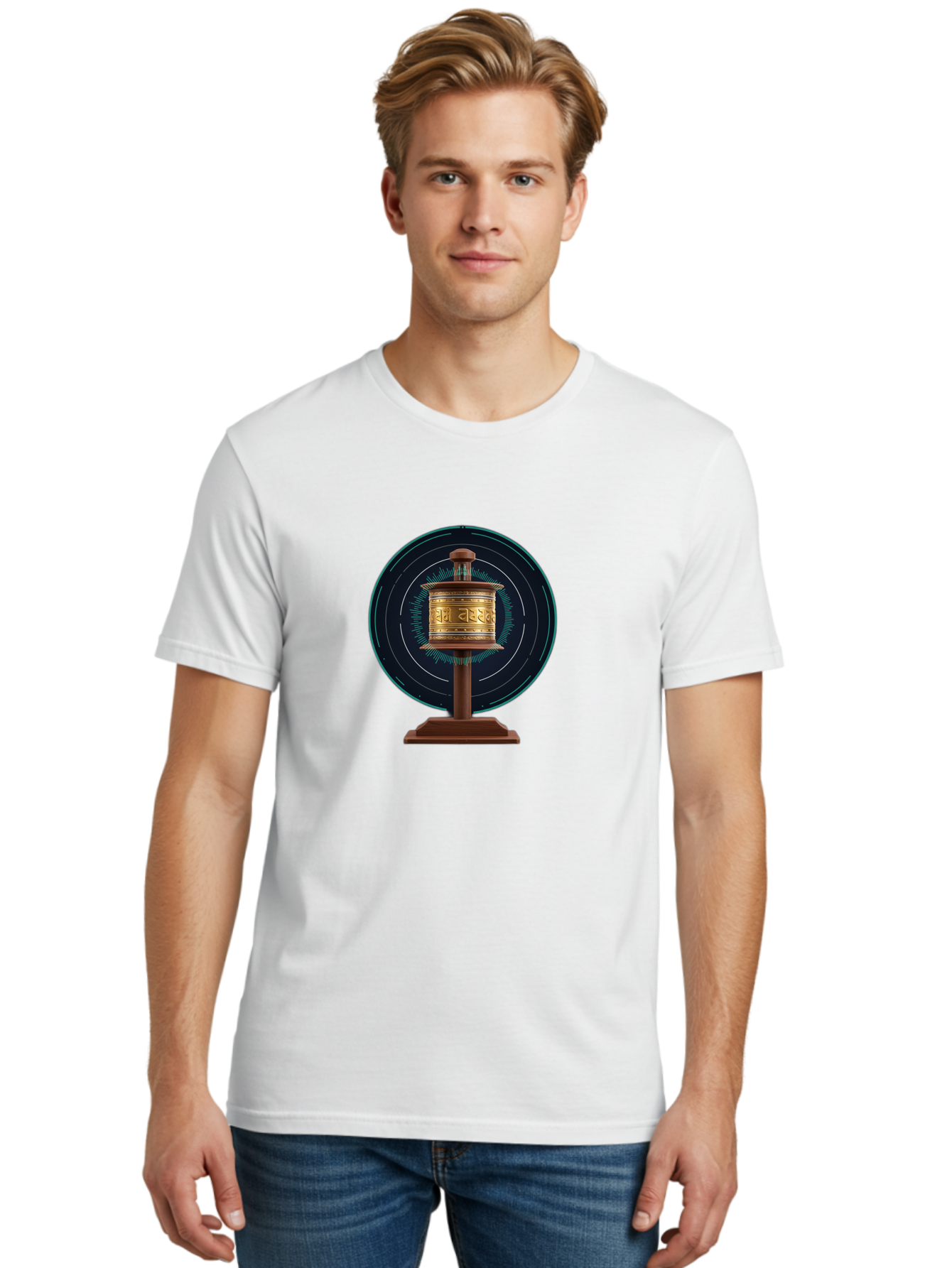 Tibetan-Prayer-Wheel-1 Men'S Graphic Tee, 100% Cotton, Comfortable Casual Summer Wear, Machine Washable, Vintage Camera, Old Camera, Antique Camera, Black Camera, Classic Photography, Photography Equipment, Nostalgic Device, Film Camera, Bah255