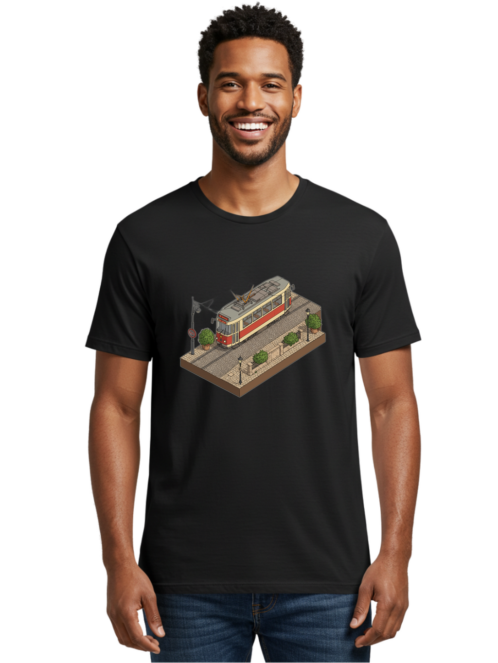 Tram Men'S Graphic Tee, 100% Cotton, Comfortable Casual Summer Wear, Machine Washable, Vintage Camera, Old Camera, Antique Camera, Black Camera, Classic Photography, Photography Equipment, Nostalgic Device, Film Camera, Camera Art Bah282