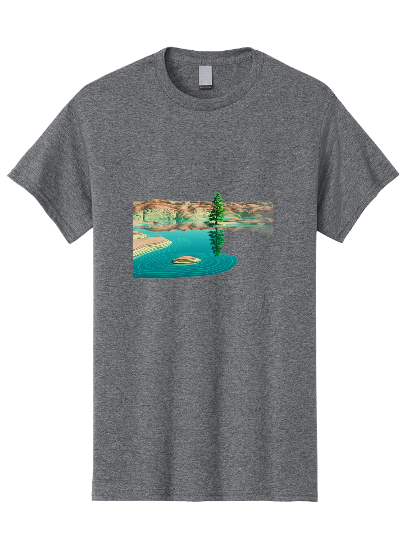 Tree-Reflection Men'S Graphic Tee, 100% Cotton, Comfortable Casual Summer Wear, Machine Washable, Vintage Camera, Old Camera, Antique Camera, Black Camera, Classic Photography, Photography Equipment, Nostalgic Device, Film Camera, Camera Art Bah286