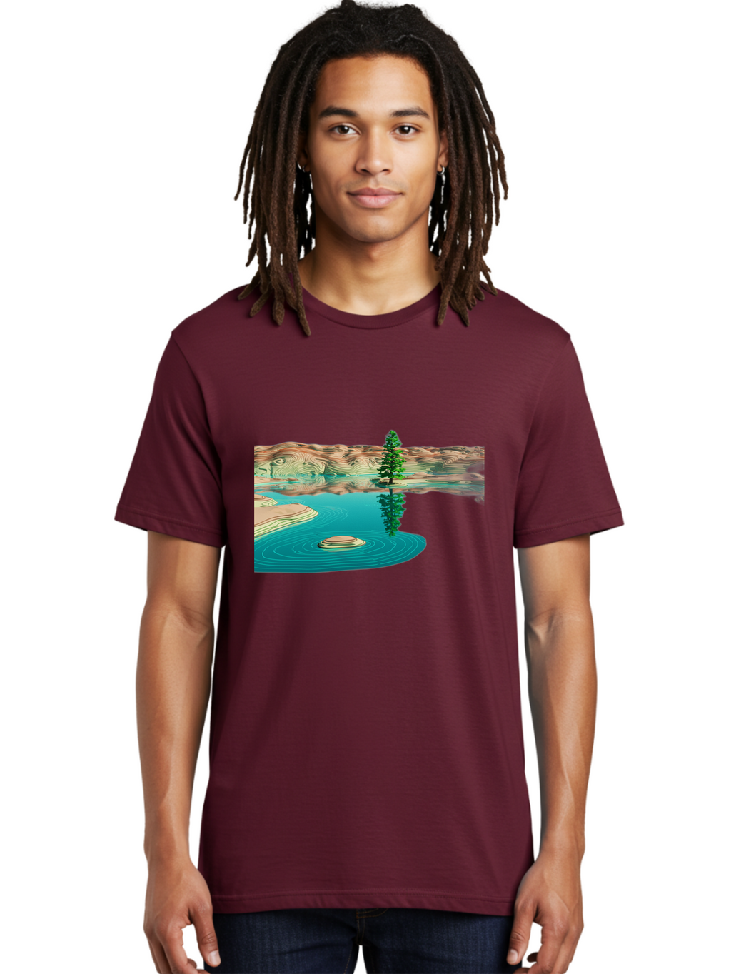 Tree-Reflection Men'S Graphic Tee, 100% Cotton, Comfortable Casual Summer Wear, Machine Washable, Vintage Camera, Old Camera, Antique Camera, Black Camera, Classic Photography, Photography Equipment, Nostalgic Device, Film Camera, Camera Art Bah286