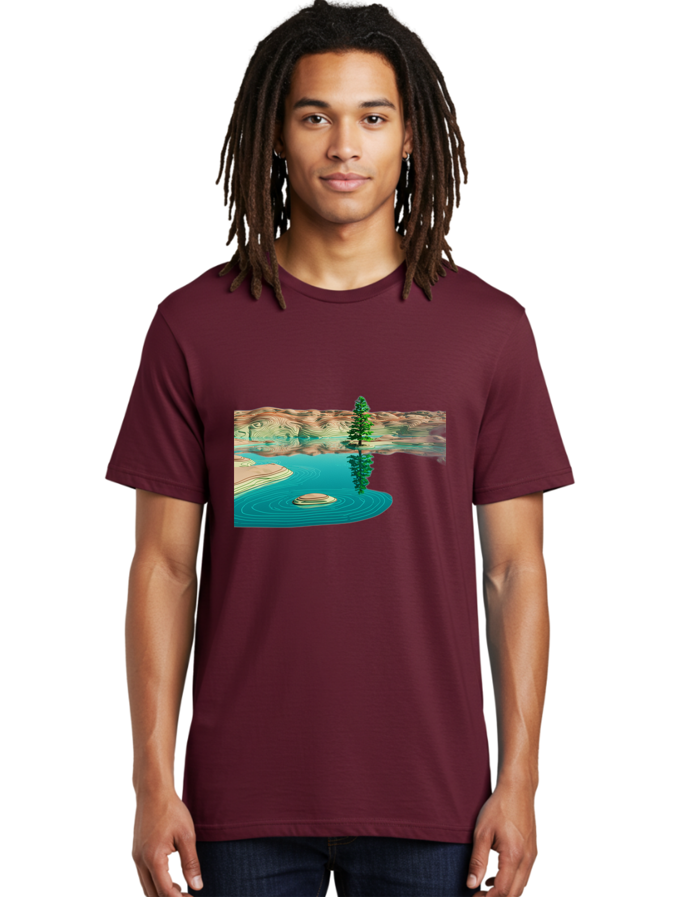 Tree-Reflection Men'S Graphic Tee, 100% Cotton, Comfortable Casual Summer Wear, Machine Washable, Vintage Camera, Old Camera, Antique Camera, Black Camera, Classic Photography, Photography Equipment, Nostalgic Device, Film Camera, Camera Art Bah286