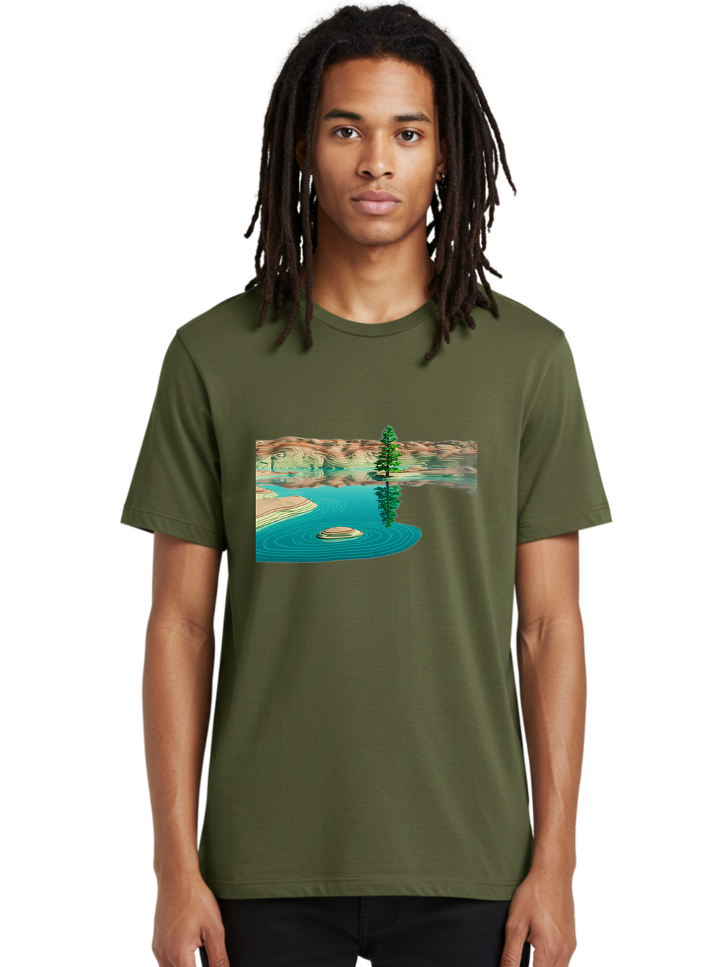 Tree-Reflection Men'S Graphic Tee, 100% Cotton, Comfortable Casual Summer Wear, Machine Washable, Vintage Camera, Old Camera, Antique Camera, Black Camera, Classic Photography, Photography Equipment, Nostalgic Device, Film Camera, Camera Art Bah286