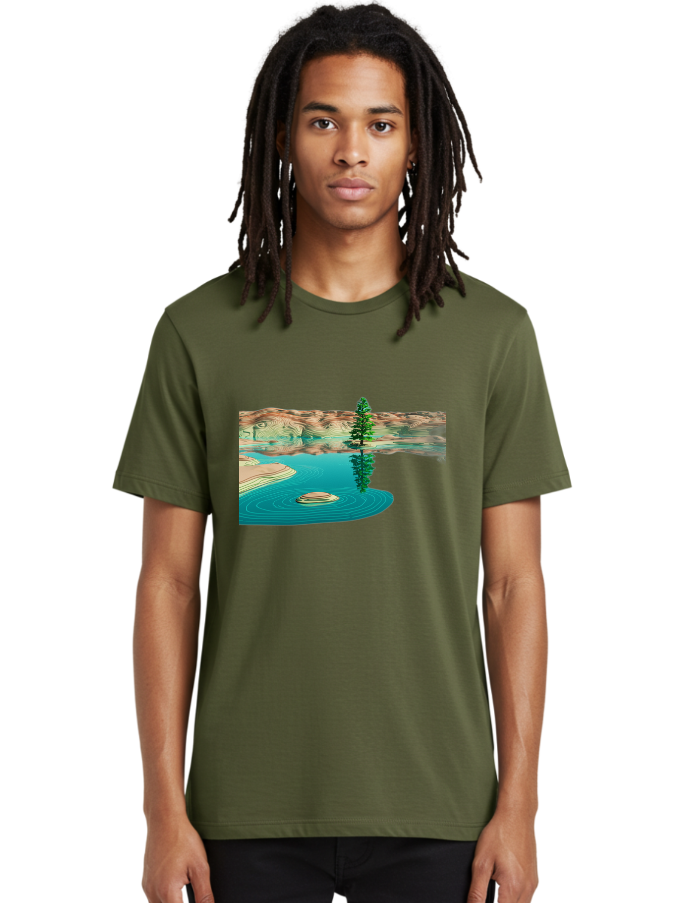 Tree-Reflection Men'S Graphic Tee, 100% Cotton, Comfortable Casual Summer Wear, Machine Washable, Vintage Camera, Old Camera, Antique Camera, Black Camera, Classic Photography, Photography Equipment, Nostalgic Device, Film Camera, Camera Art Bah286
