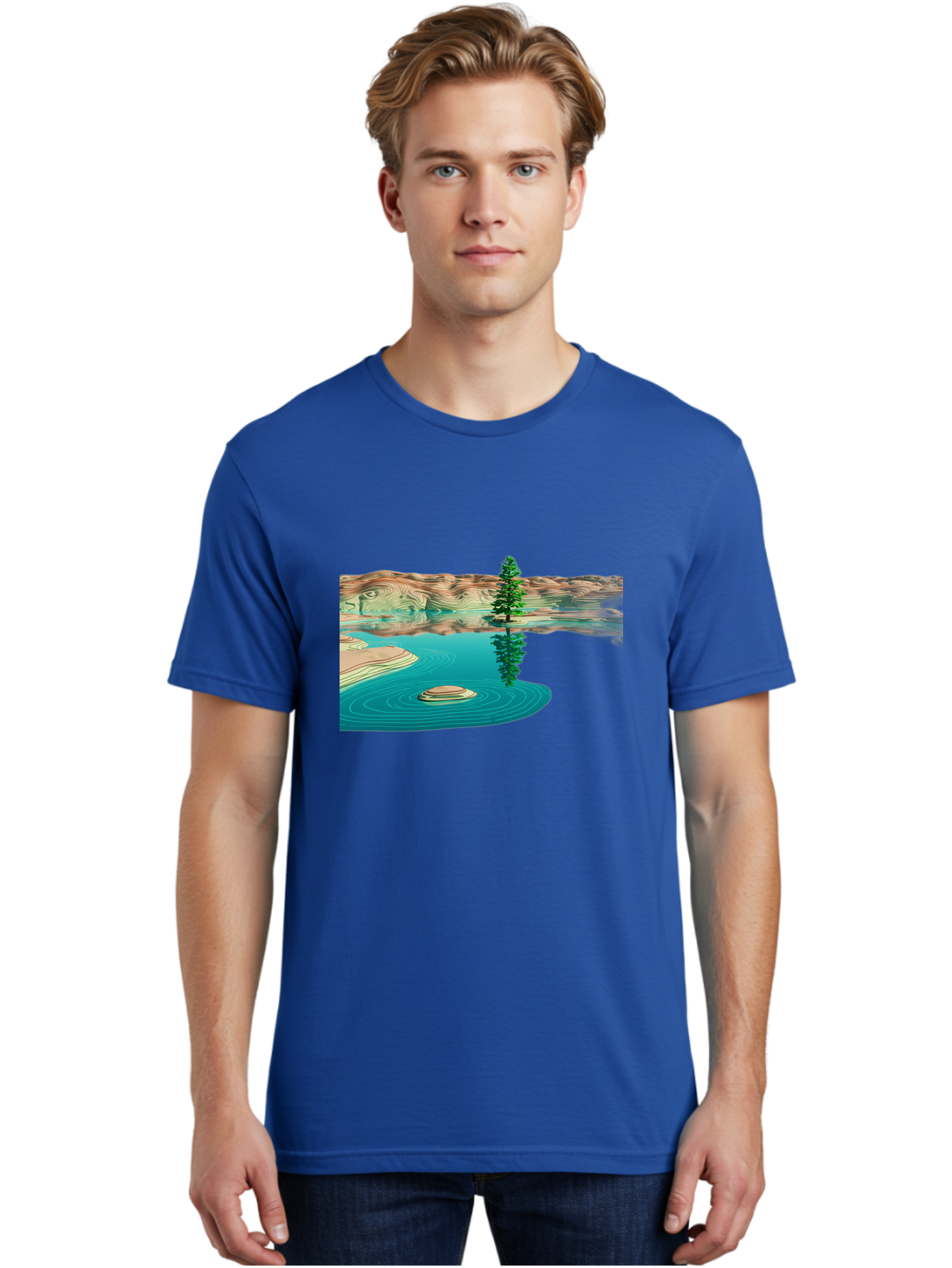 Tree-Reflection Men'S Graphic Tee, 100% Cotton, Comfortable Casual Summer Wear, Machine Washable, Vintage Camera, Old Camera, Antique Camera, Black Camera, Classic Photography, Photography Equipment, Nostalgic Device, Film Camera, Camera Art Bah286