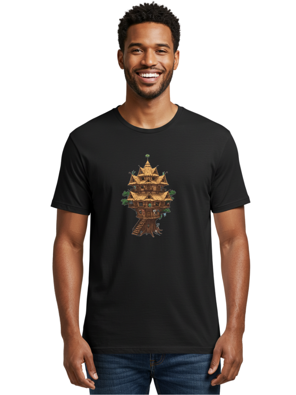 Treehouse Men'S Graphic Tee, 100% Cotton, Comfortable Casual Summer Wear, Machine Washable, Vintage Camera, Old Camera, Antique Camera, Black Camera, Classic Photography, Photography Equipment, Nostalgic Device, Film Camera, Camera Art Bah287