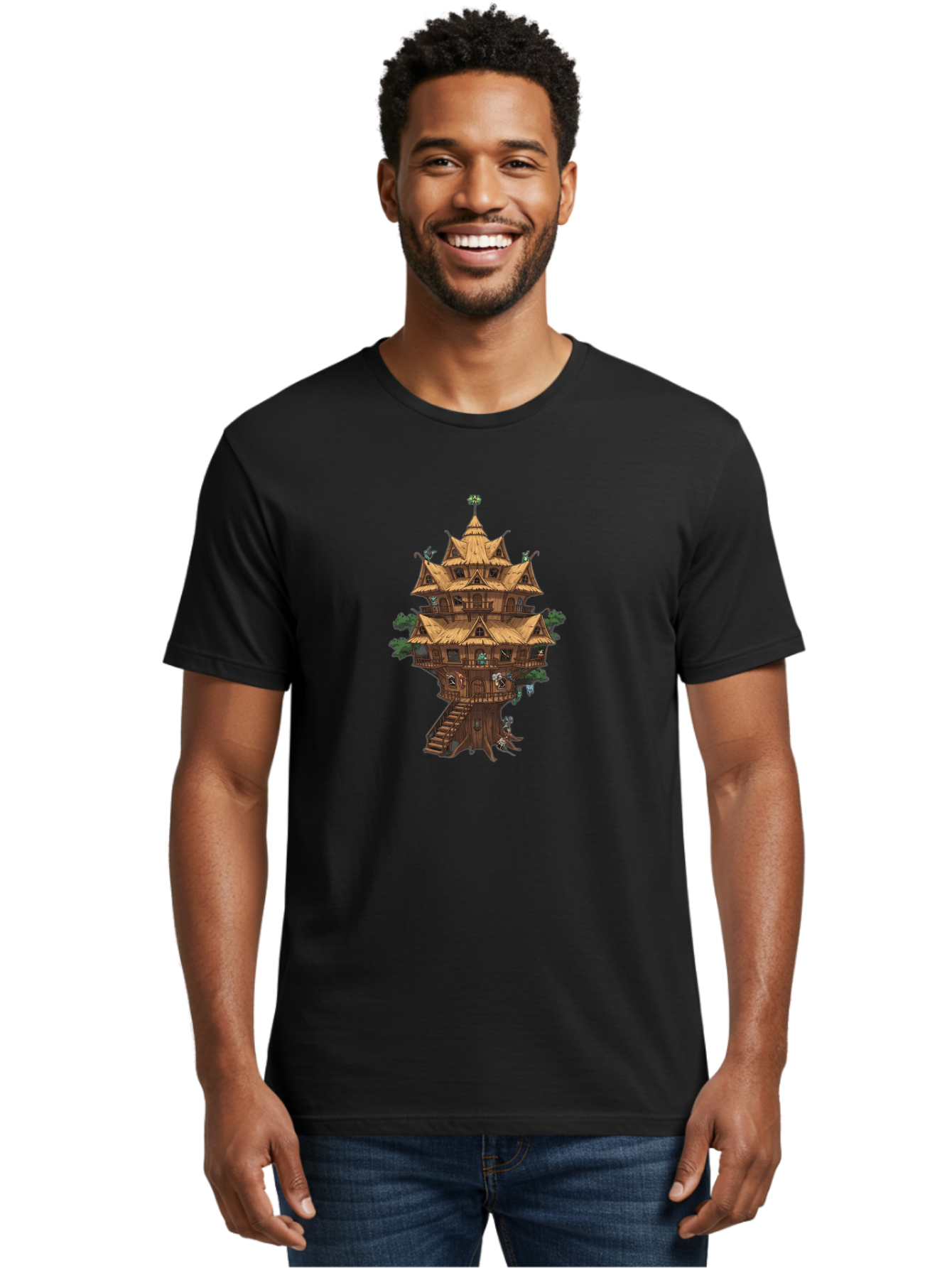 Treehouse Men'S Graphic Tee, 100% Cotton, Comfortable Casual Summer Wear, Machine Washable, Vintage Camera, Old Camera, Antique Camera, Black Camera, Classic Photography, Photography Equipment, Nostalgic Device, Film Camera, Camera Art Bah287