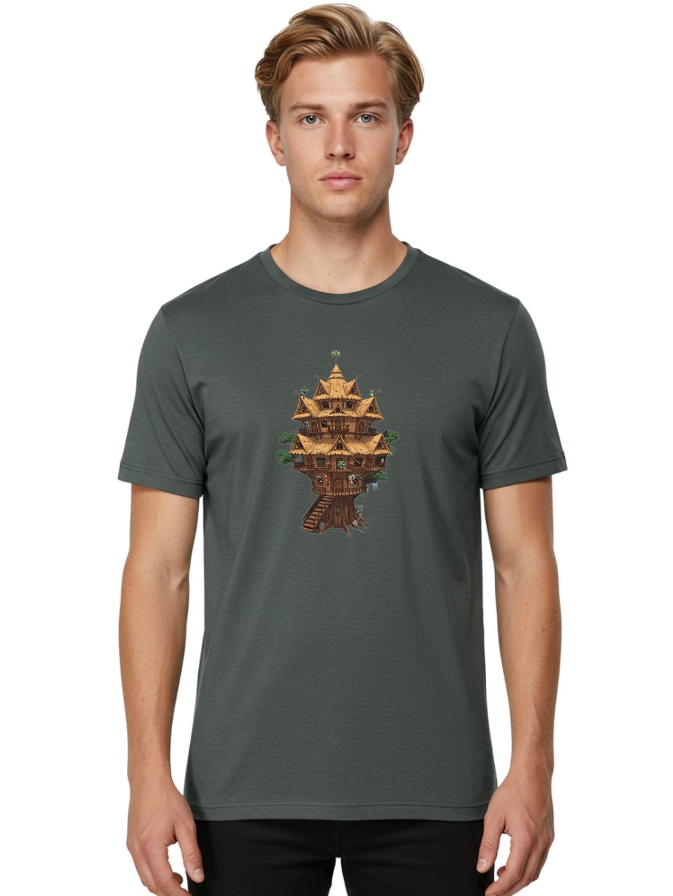 Treehouse Men'S Graphic Tee, 100% Cotton, Comfortable Casual Summer Wear, Machine Washable, Vintage Camera, Old Camera, Antique Camera, Black Camera, Classic Photography, Photography Equipment, Nostalgic Device, Film Camera, Camera Art Bah287