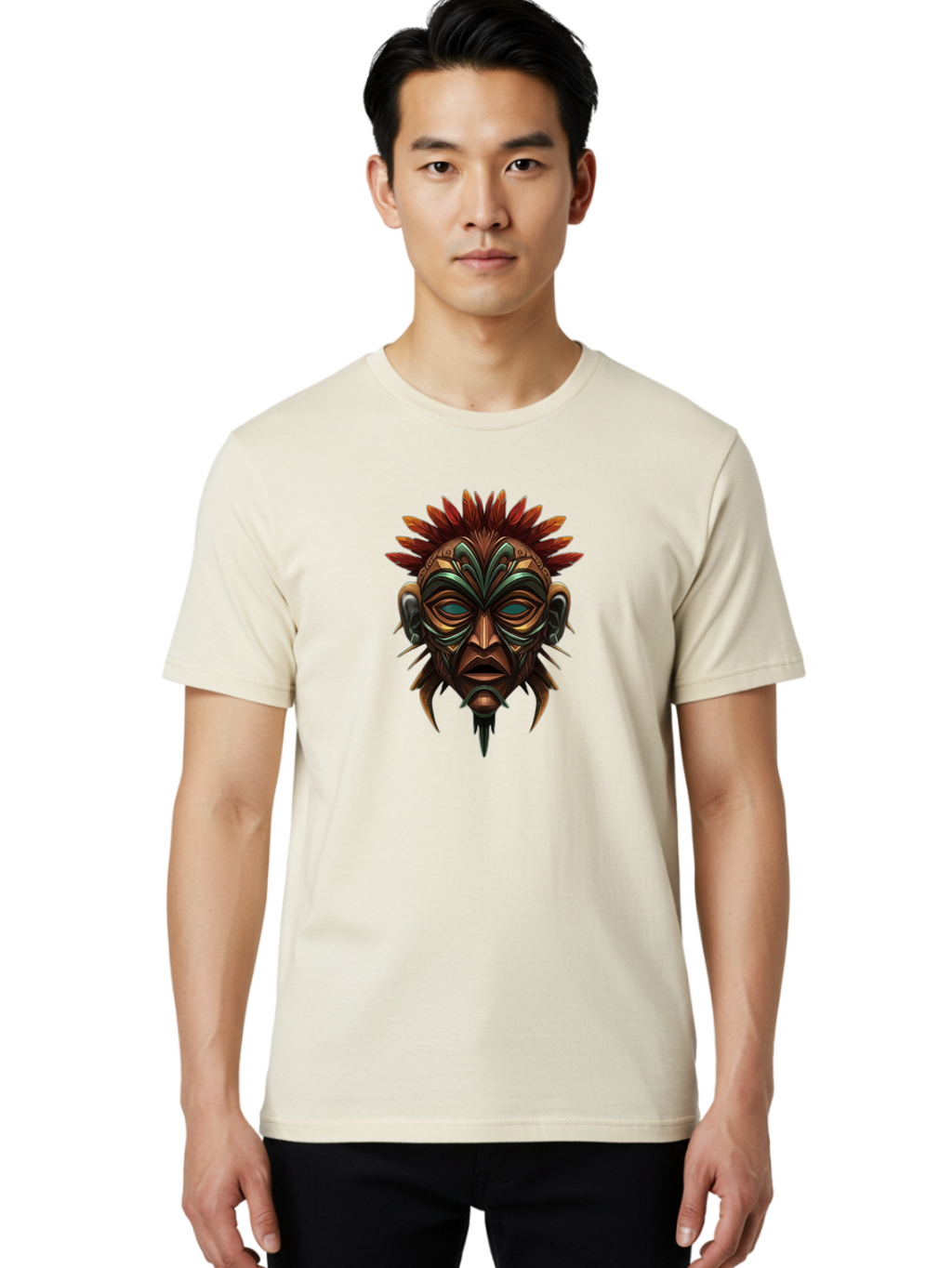 Tribal-Mask Men'S Graphic Tee, 100% Cotton, Comfortable Casual Summer Wear, Machine Washable, Vintage Camera, Old Camera, Antique Camera, Black Camera, Classic Photography, Photography Equipment, Nostalgic Device, Film Camera, Camera Art Bah288