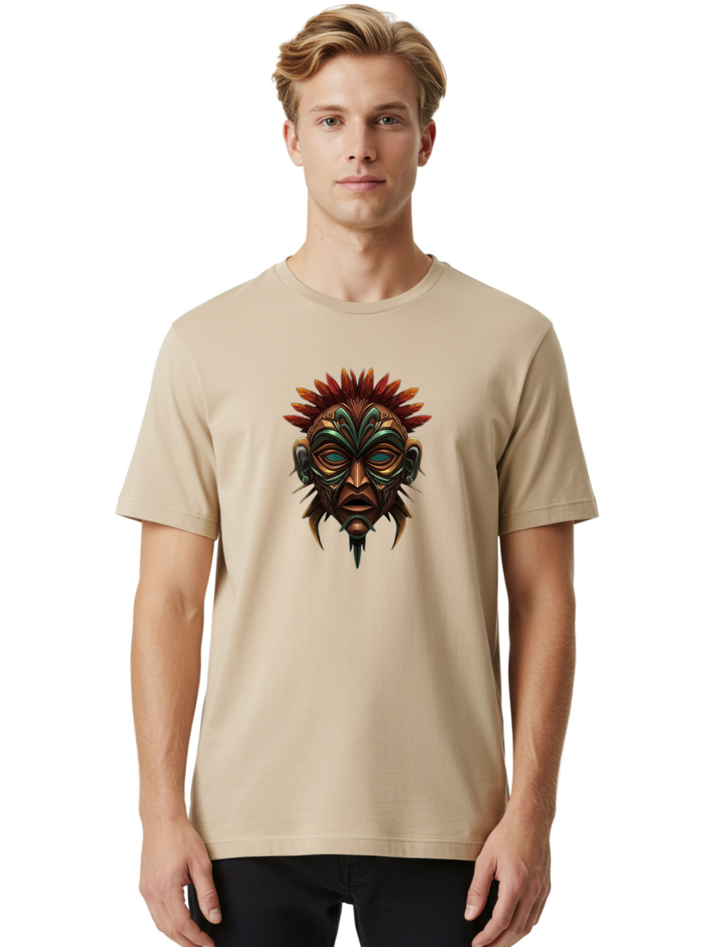 Tribal-Mask Men'S Graphic Tee, 100% Cotton, Comfortable Casual Summer Wear, Machine Washable, Vintage Camera, Old Camera, Antique Camera, Black Camera, Classic Photography, Photography Equipment, Nostalgic Device, Film Camera, Camera Art Bah288