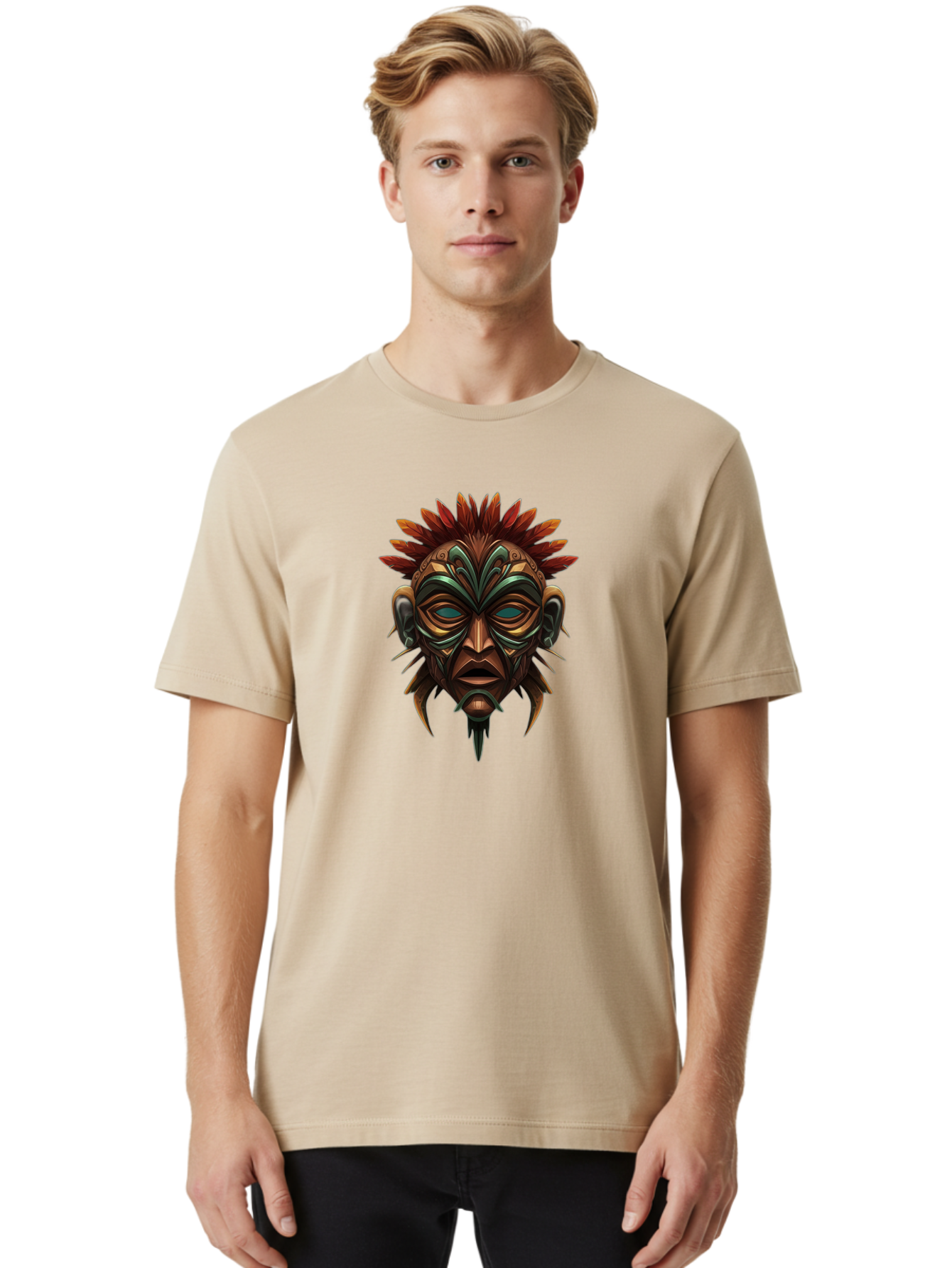 Tribal-Mask Men'S Graphic Tee, 100% Cotton, Comfortable Casual Summer Wear, Machine Washable, Vintage Camera, Old Camera, Antique Camera, Black Camera, Classic Photography, Photography Equipment, Nostalgic Device, Film Camera, Camera Art Bah288