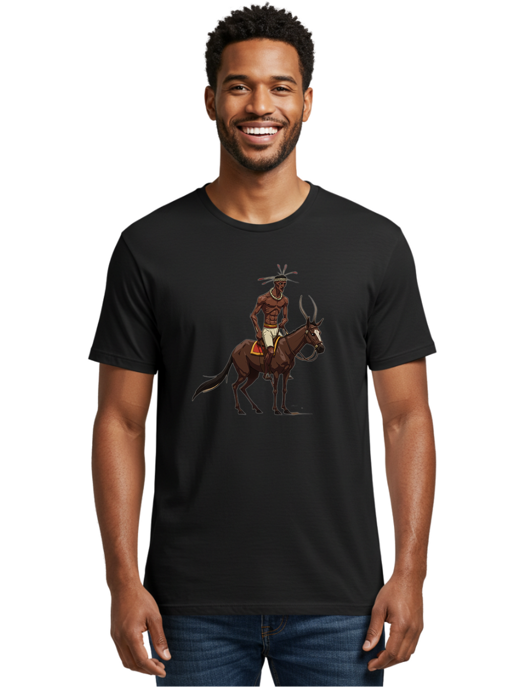 Tribal-Warrior-On-Horse Men'S Graphic Tee, 100% Cotton, Comfortable Casual Summer Wear, Machine Washable, Vintage Camera, Old Camera, Antique Camera, Black Camera, Classic Photography, Photography Equipment, Nostalgic Device, Film Camera, Bah290