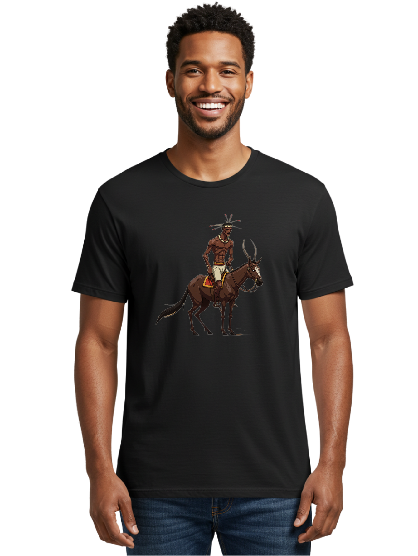 Tribal-Warrior-On-Horse Men'S Graphic Tee, 100% Cotton, Comfortable Casual Summer Wear, Machine Washable, Vintage Camera, Old Camera, Antique Camera, Black Camera, Classic Photography, Photography Equipment, Nostalgic Device, Film Camera, Bah290