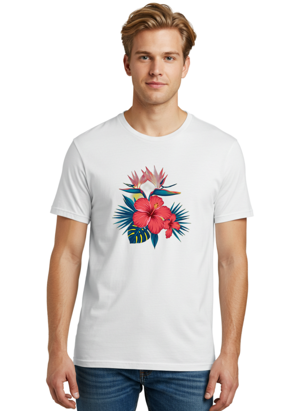 Tropical-Hibiscus Men'S Graphic Tee, 100% Cotton, Comfortable Casual Summer Wear, Machine Washable, Vintage Camera, Old Camera, Antique Camera, Black Camera, Classic Photography, Photography Equipment, Nostalgic Device, Film Camera, Camera Art Bah292