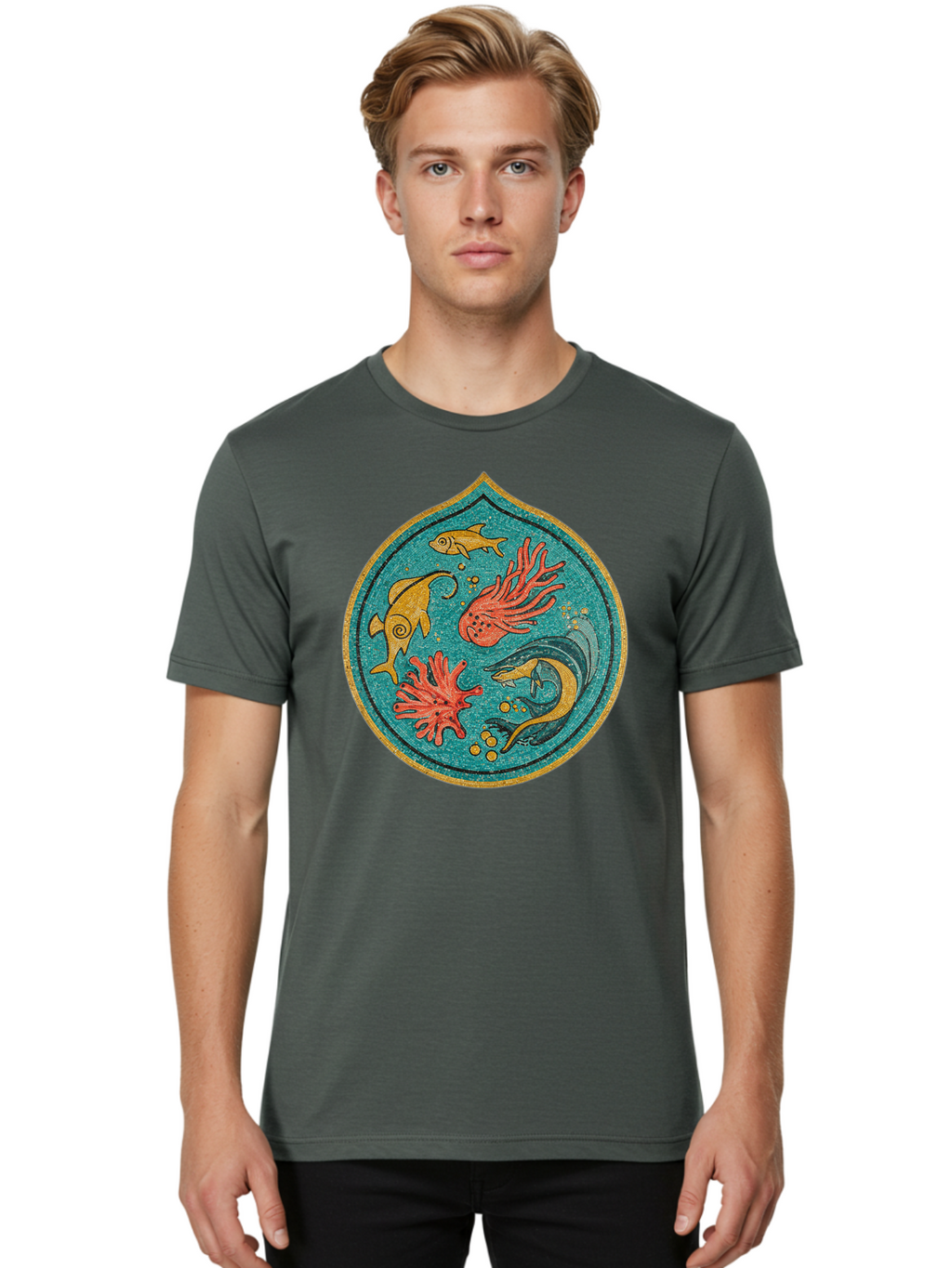 Underwater-Scene Men'S Graphic Tee, 100% Cotton, Comfortable Casual Summer Wear, Machine Washable, Vintage Camera, Old Camera, Antique Camera, Black Camera, Classic Photography, Photography Equipment, Nostalgic Device, Film Camera, Camera Art Bah306