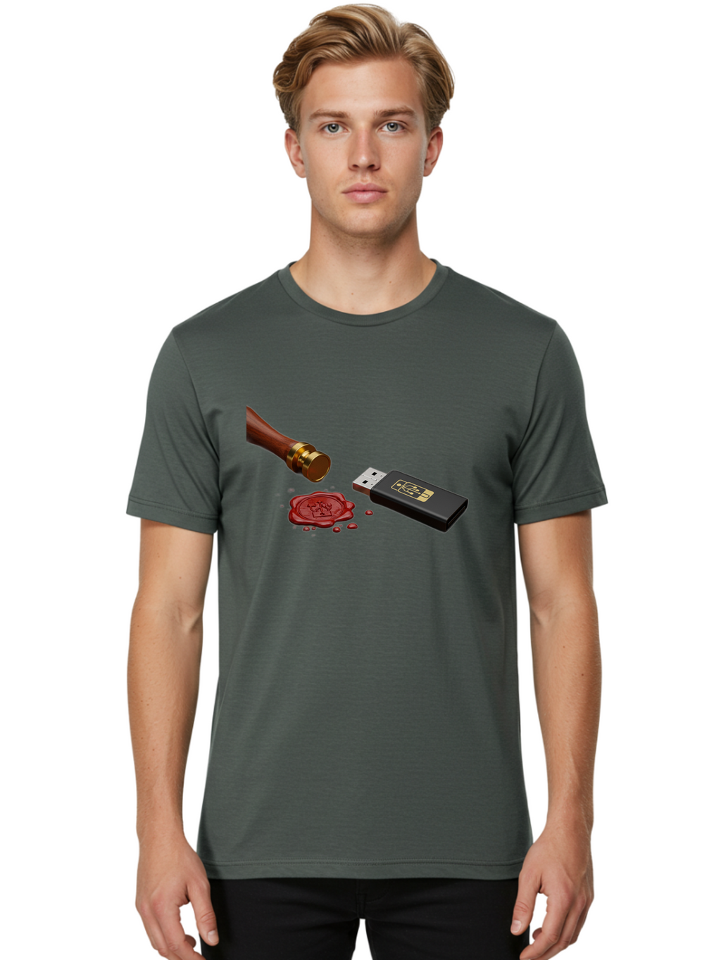 Usb-With-Seal Men'S Graphic Tee, 100% Cotton, Comfortable Casual Summer Wear, Machine Washable, Vintage Camera, Old Camera, Antique Camera, Black Camera, Classic Photography, Photography Equipment, Nostalgic Device, Film Camera, Camera Art Bah308