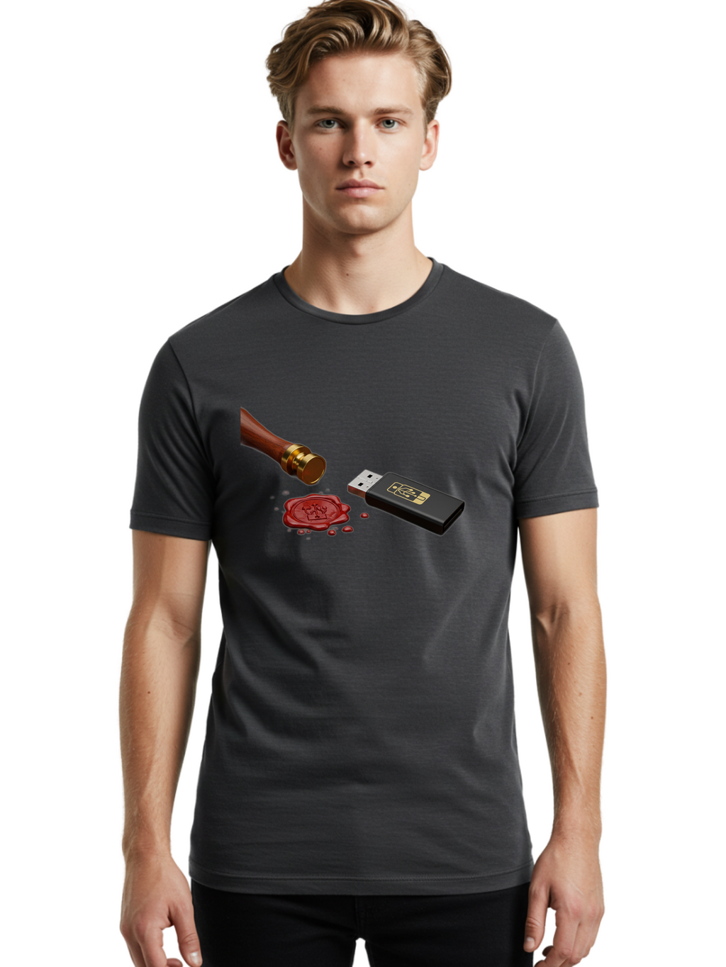 Usb-With-Seal Men'S Graphic Tee, 100% Cotton, Comfortable Casual Summer Wear, Machine Washable, Vintage Camera, Old Camera, Antique Camera, Black Camera, Classic Photography, Photography Equipment, Nostalgic Device, Film Camera, Camera Art Bah308