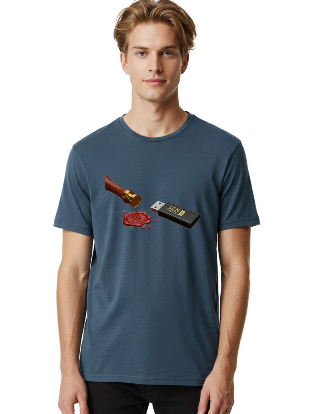 Usb-With-Seal Men'S Graphic Tee, 100% Cotton, Comfortable Casual Summer Wear, Machine Washable, Vintage Camera, Old Camera, Antique Camera, Black Camera, Classic Photography, Photography Equipment, Nostalgic Device, Film Camera, Camera Art Bah308
