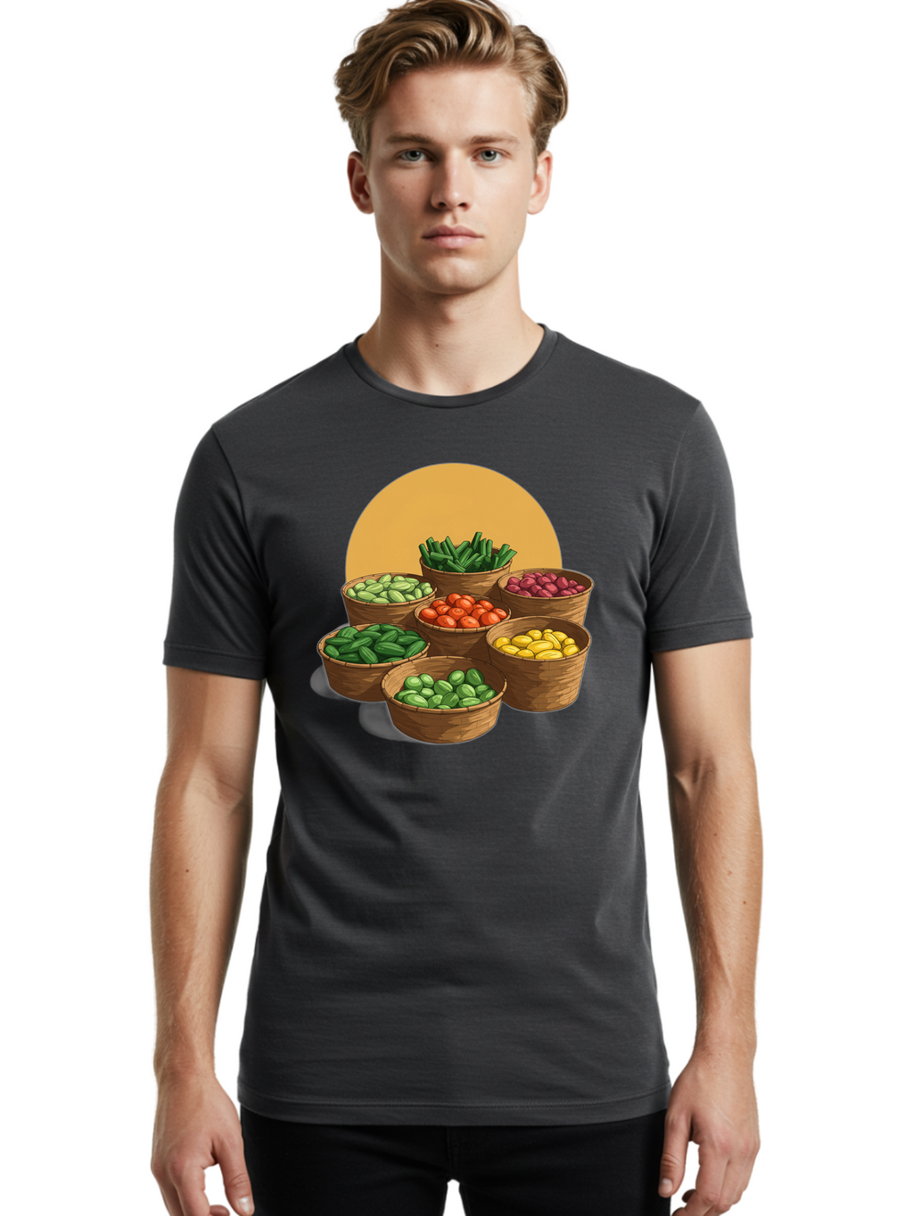 Vegetable-Baskets-1 Men'S Graphic Tee, 100% Cotton, Comfortable Casual Summer Wear, Machine Washable, Vintage Camera, Old Camera, Antique Camera, Black Camera, Classic Photography, Photography Equipment, Nostalgic Device, Film Camera, Bah311