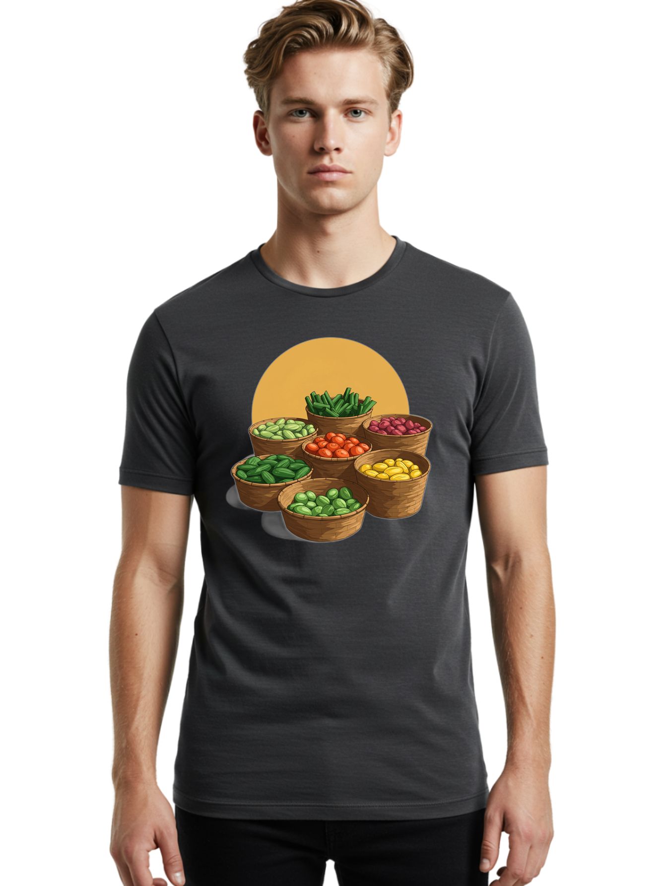 Vegetable-Baskets-1 Men'S Graphic Tee, 100% Cotton, Comfortable Casual Summer Wear, Machine Washable, Vintage Camera, Old Camera, Antique Camera, Black Camera, Classic Photography, Photography Equipment, Nostalgic Device, Film Camera, Bah311