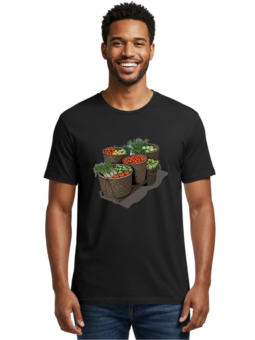 Vegetable-Baskets-2 Men'S Graphic Tee, 100% Cotton, Comfortable Casual Summer Wear, Machine Washable, Vintage Camera, Old Camera, Antique Camera, Black Camera, Classic Photography, Photography Equipment, Nostalgic Device, Film Camera, Bah312