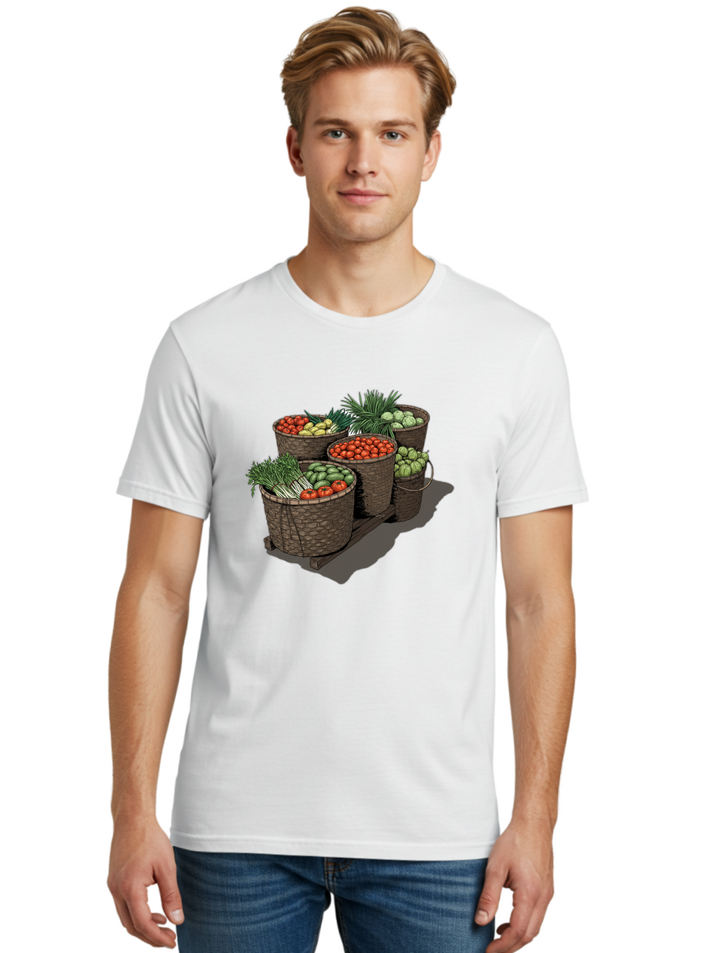 Vegetable-Baskets-2 Men'S Graphic Tee, 100% Cotton, Comfortable Casual Summer Wear, Machine Washable, Vintage Camera, Old Camera, Antique Camera, Black Camera, Classic Photography, Photography Equipment, Nostalgic Device, Film Camera, Bah312