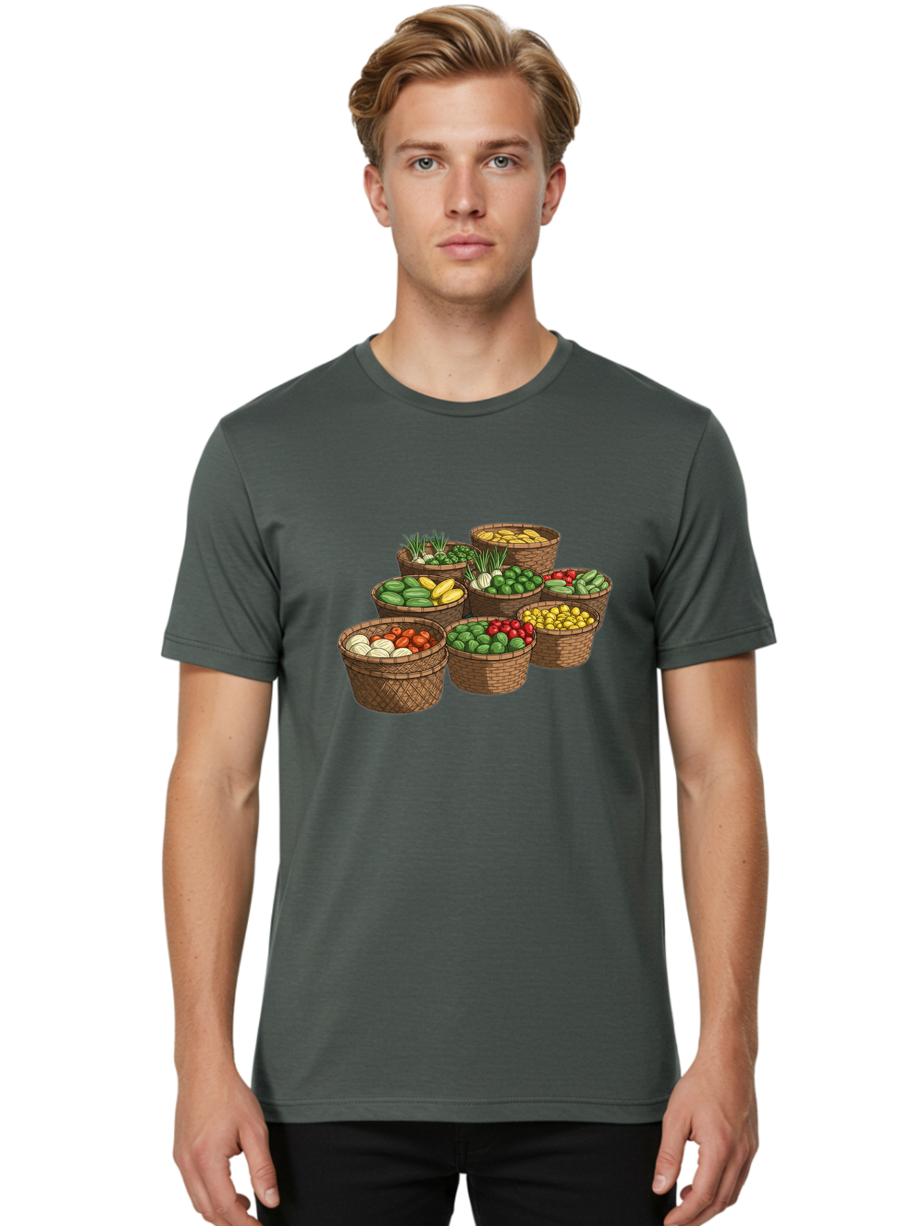Vegetable-Baskets Men'S Graphic Tee, 100% Cotton, Comfortable Casual Summer Wear, Machine Washable, Vintage Camera, Old Camera, Antique Camera, Black Camera, Classic Photography, Photography Equipment, Nostalgic Device, Film Camera, Camera Art Bah313