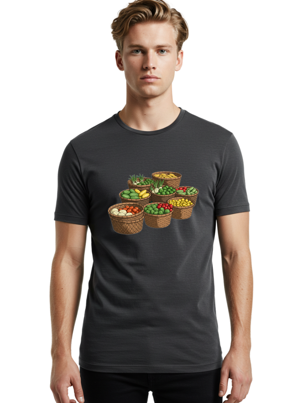 Vegetable-Baskets Men'S Graphic Tee, 100% Cotton, Comfortable Casual Summer Wear, Machine Washable, Vintage Camera, Old Camera, Antique Camera, Black Camera, Classic Photography, Photography Equipment, Nostalgic Device, Film Camera, Camera Art Bah313