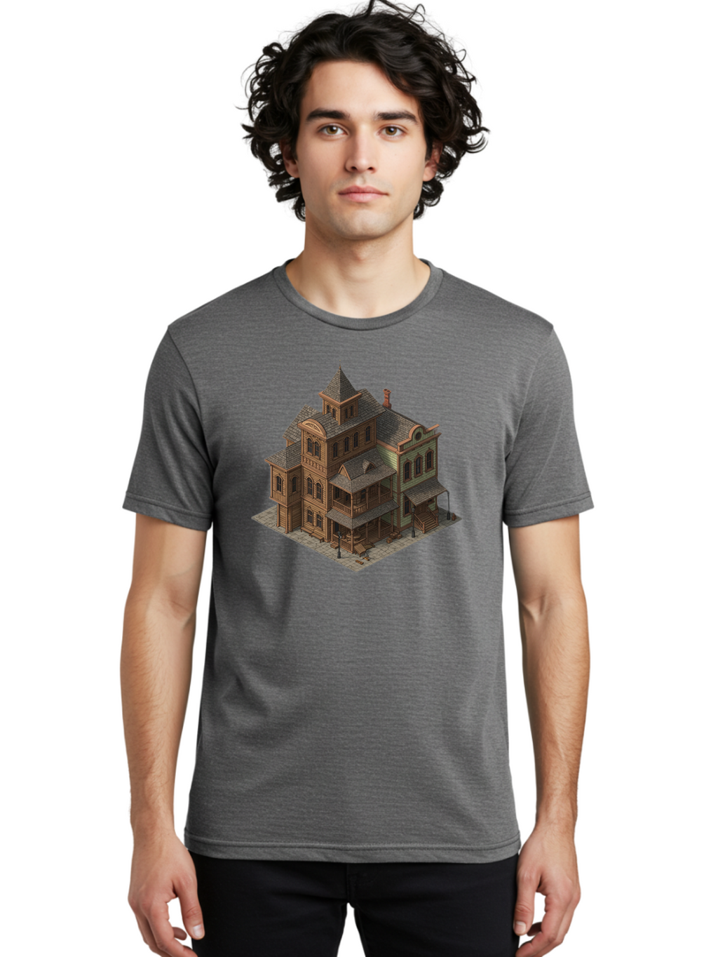 Victorian-House-1 Men'S Graphic Tee, 100% Cotton, Comfortable Casual Summer Wear, Machine Washable, Vintage Camera, Old Camera, Antique Camera, Black Camera, Classic Photography, Photography Equipment, Nostalgic Device, Film Camera, Camera Art Bah315