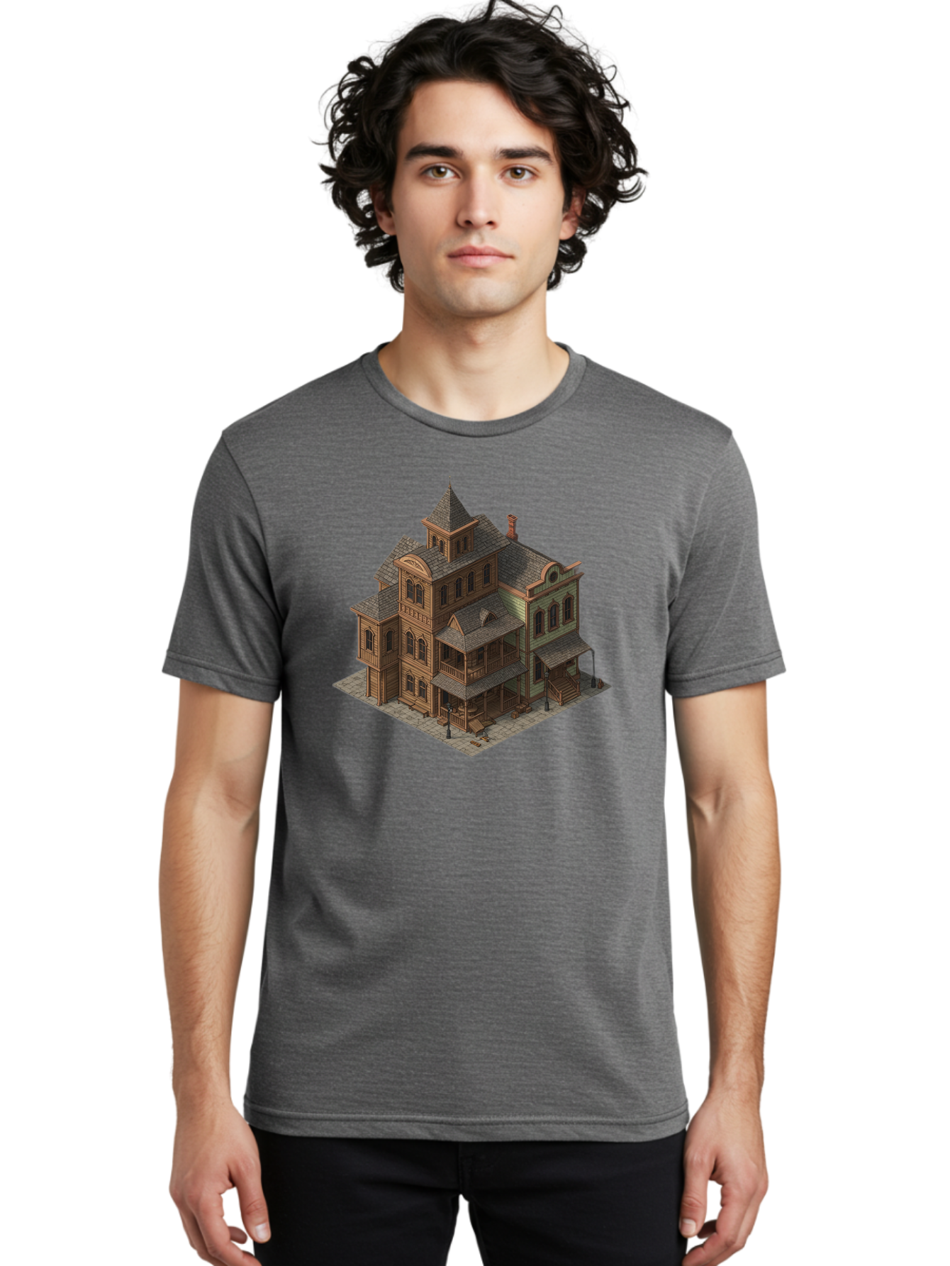Victorian-House-1 Men'S Graphic Tee, 100% Cotton, Comfortable Casual Summer Wear, Machine Washable, Vintage Camera, Old Camera, Antique Camera, Black Camera, Classic Photography, Photography Equipment, Nostalgic Device, Film Camera, Camera Art Bah315