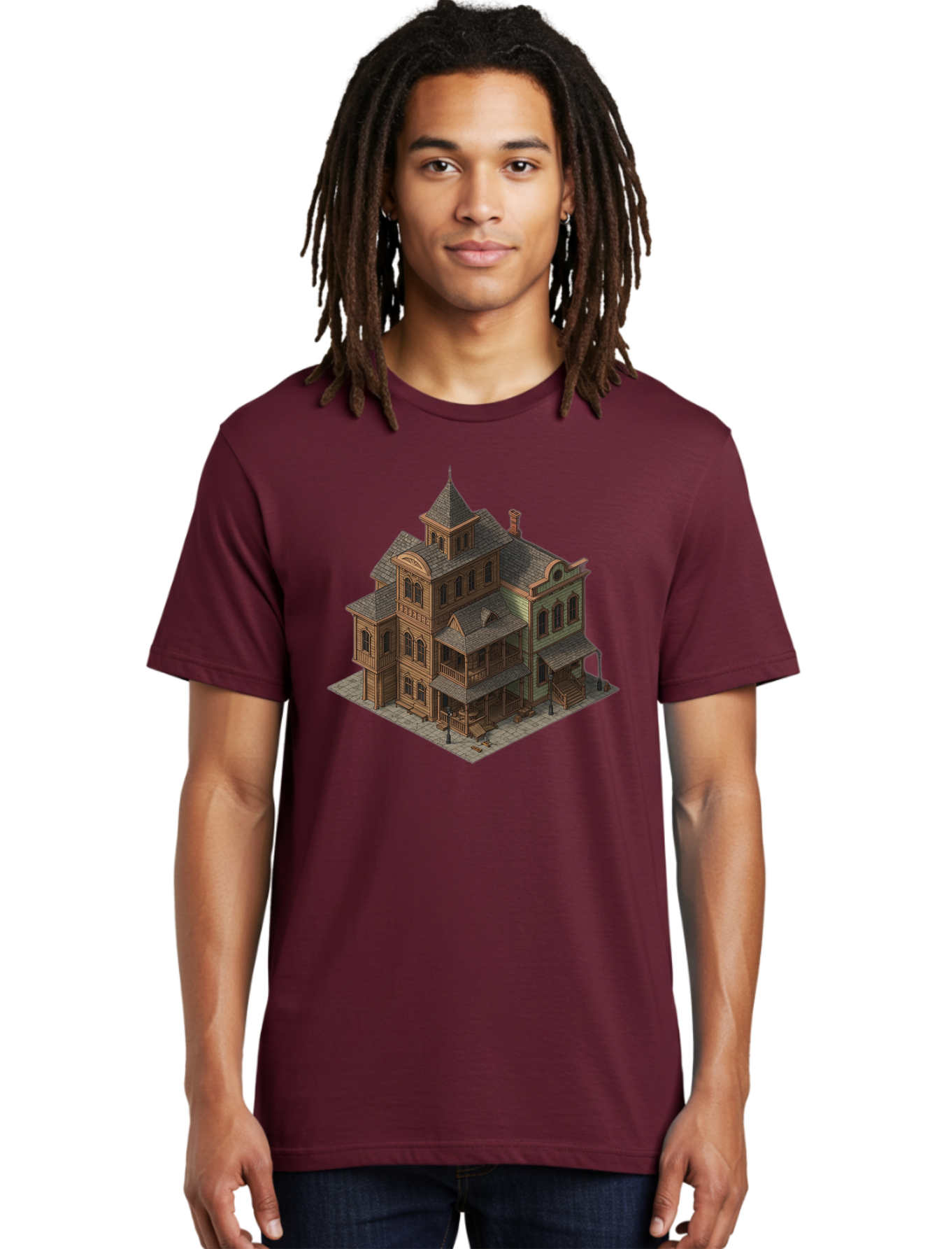 Victorian-House-1 Men'S Graphic Tee, 100% Cotton, Comfortable Casual Summer Wear, Machine Washable, Vintage Camera, Old Camera, Antique Camera, Black Camera, Classic Photography, Photography Equipment, Nostalgic Device, Film Camera, Camera Art Bah315
