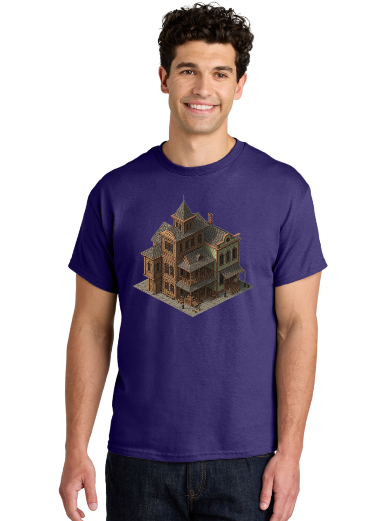 Victorian-House-1 Men'S Graphic Tee, 100% Cotton, Comfortable Casual Summer Wear, Machine Washable, Vintage Camera, Old Camera, Antique Camera, Black Camera, Classic Photography, Photography Equipment, Nostalgic Device, Film Camera, Camera Art Bah315