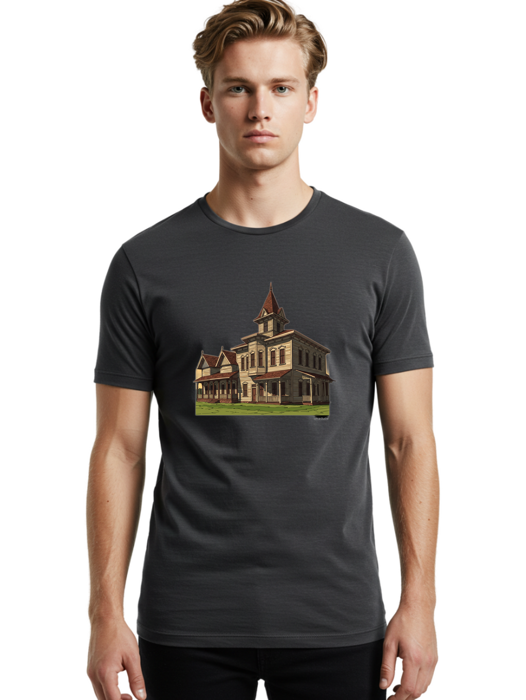 Victorian-House Men'S Graphic Tee, 100% Cotton, Comfortable Casual Summer Wear, Machine Washable, Vintage Camera, Old Camera, Antique Camera, Black Camera, Classic Photography, Photography Equipment, Nostalgic Device, Film Camera, Camera Art Bah316