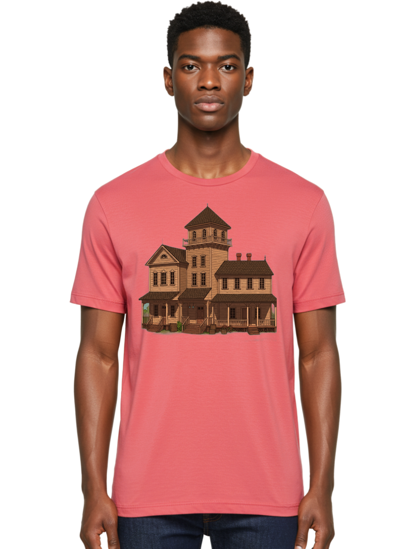 Victorian-Mansion-1 Men'S Graphic Tee, 100% Cotton, Comfortable Casual Summer Wear, Machine Washable, Vintage Camera, Old Camera, Antique Camera, Black Camera, Classic Photography, Photography Equipment, Nostalgic Device, Film Camera, Bah317