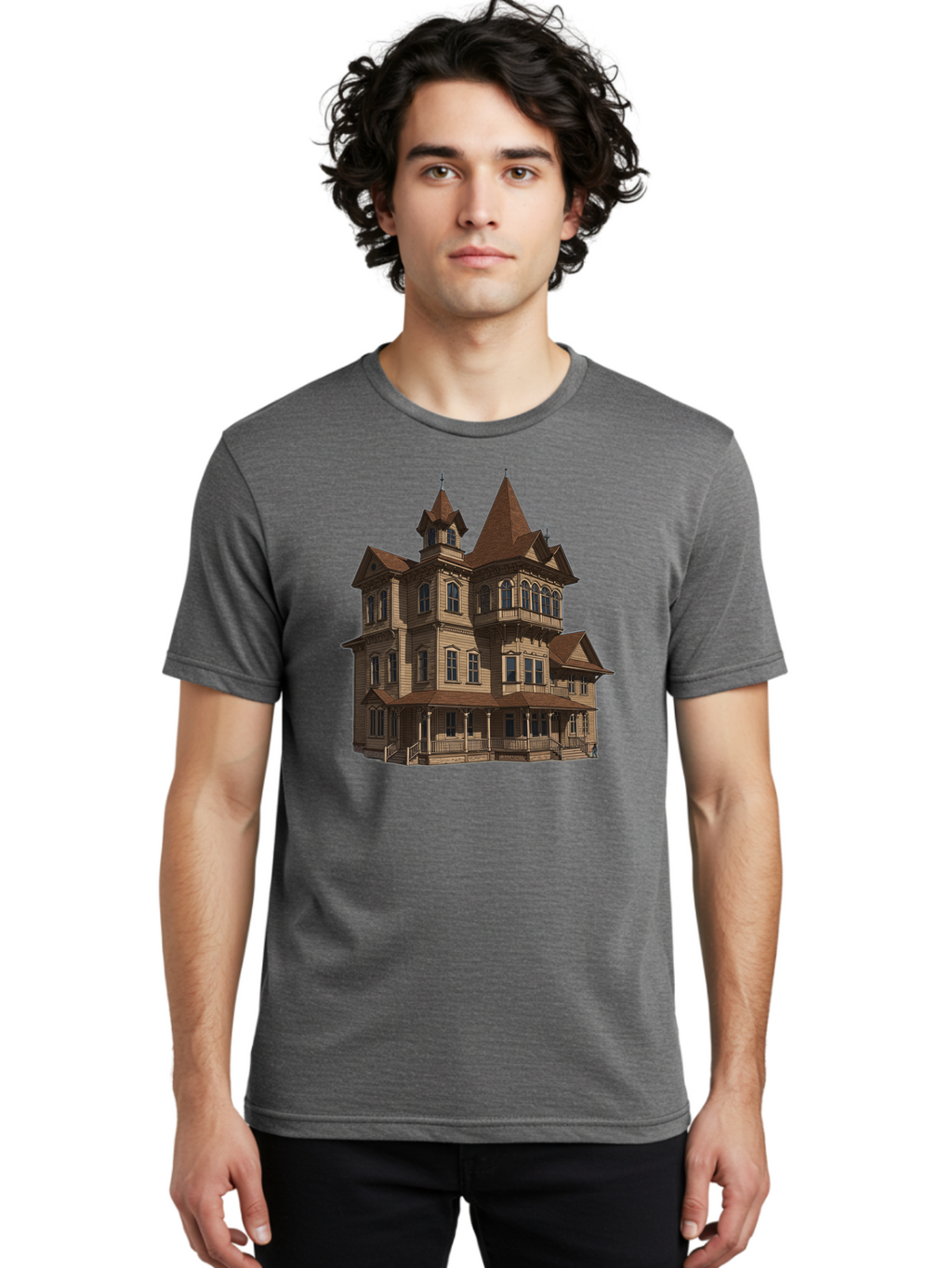 Victorian-Mansion Men'S Graphic Tee, 100% Cotton, Comfortable Casual Summer Wear, Machine Washable, Vintage Camera, Old Camera, Antique Camera, Black Camera, Classic Photography, Photography Equipment, Nostalgic Device, Film Camera, Camera Art Bah318