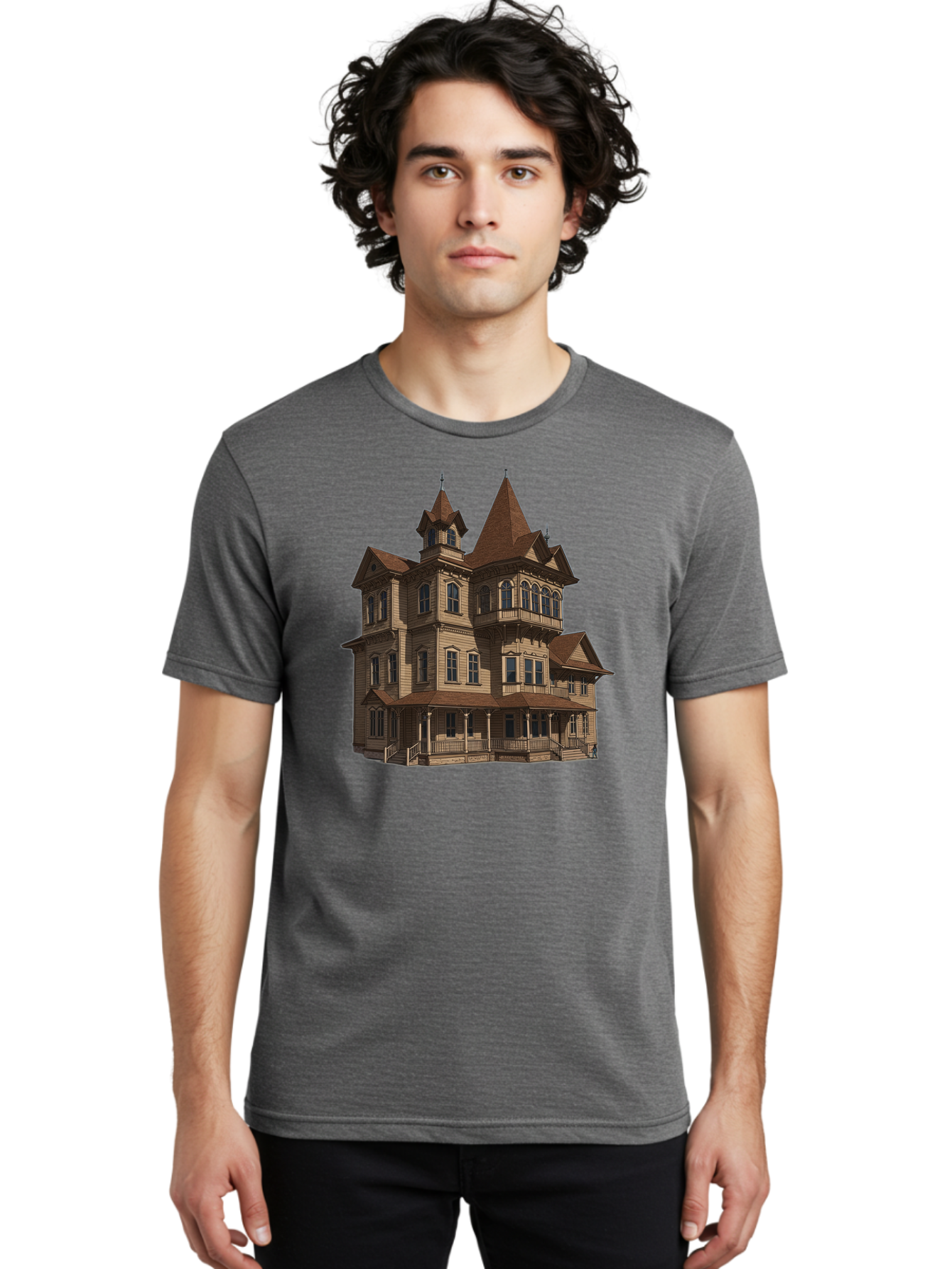 Victorian-Mansion Men'S Graphic Tee, 100% Cotton, Comfortable Casual Summer Wear, Machine Washable, Vintage Camera, Old Camera, Antique Camera, Black Camera, Classic Photography, Photography Equipment, Nostalgic Device, Film Camera, Camera Art Bah318