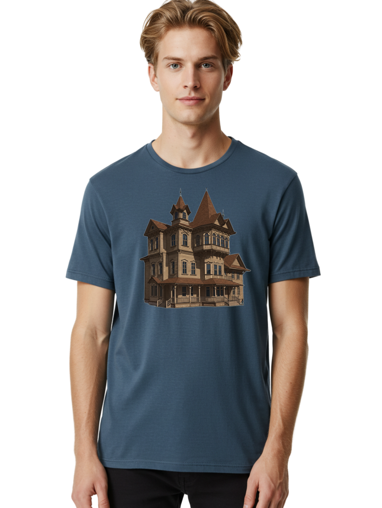 Victorian-Mansion Men'S Graphic Tee, 100% Cotton, Comfortable Casual Summer Wear, Machine Washable, Vintage Camera, Old Camera, Antique Camera, Black Camera, Classic Photography, Photography Equipment, Nostalgic Device, Film Camera, Camera Art Bah318