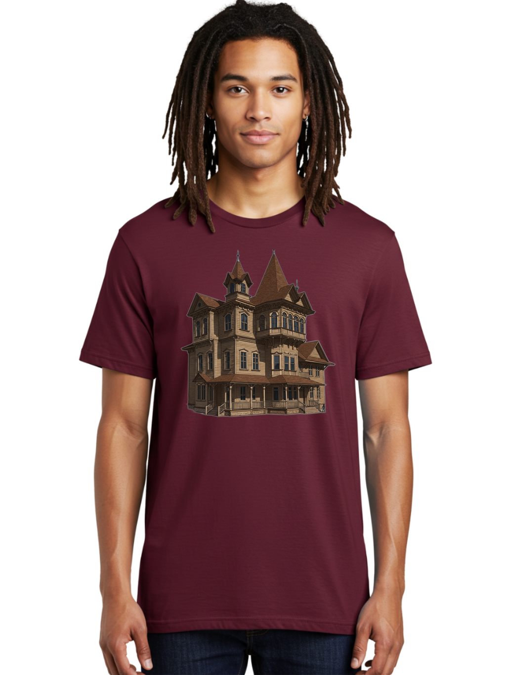Victorian-Mansion Men'S Graphic Tee, 100% Cotton, Comfortable Casual Summer Wear, Machine Washable, Vintage Camera, Old Camera, Antique Camera, Black Camera, Classic Photography, Photography Equipment, Nostalgic Device, Film Camera, Camera Art Bah318