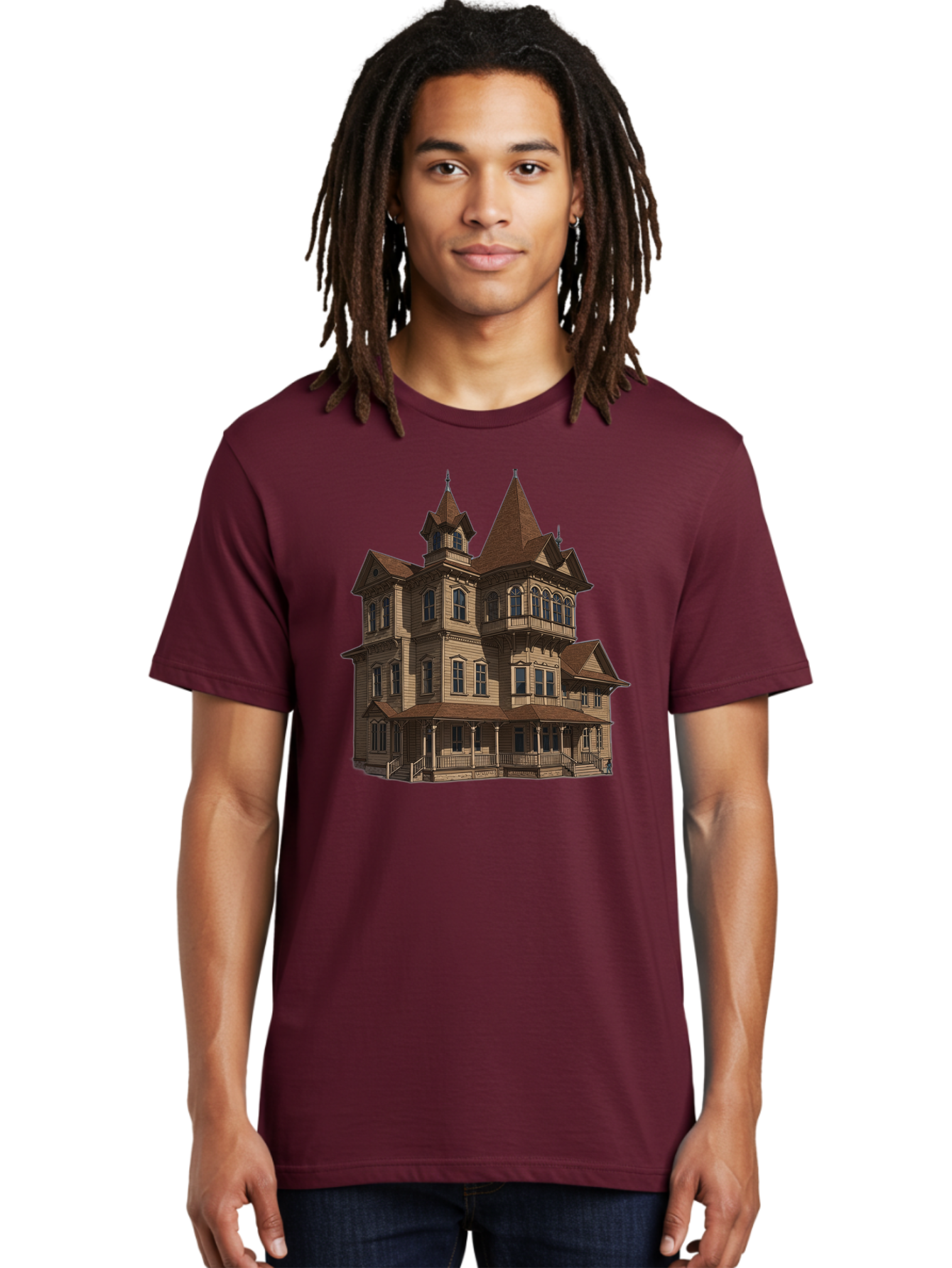 Victorian-Mansion Men'S Graphic Tee, 100% Cotton, Comfortable Casual Summer Wear, Machine Washable, Vintage Camera, Old Camera, Antique Camera, Black Camera, Classic Photography, Photography Equipment, Nostalgic Device, Film Camera, Camera Art Bah318
