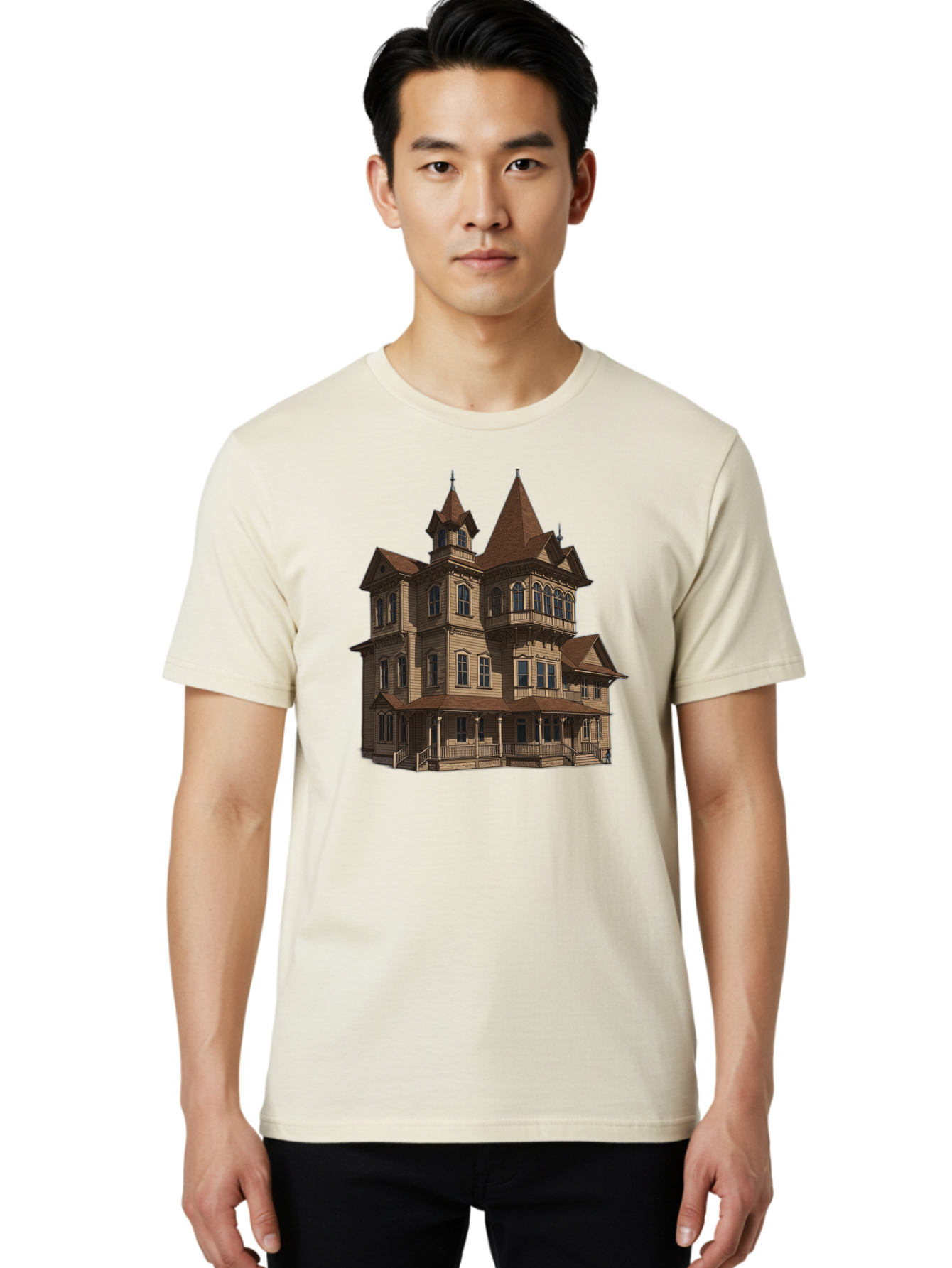 Victorian-Mansion Men'S Graphic Tee, 100% Cotton, Comfortable Casual Summer Wear, Machine Washable, Vintage Camera, Old Camera, Antique Camera, Black Camera, Classic Photography, Photography Equipment, Nostalgic Device, Film Camera, Camera Art Bah318