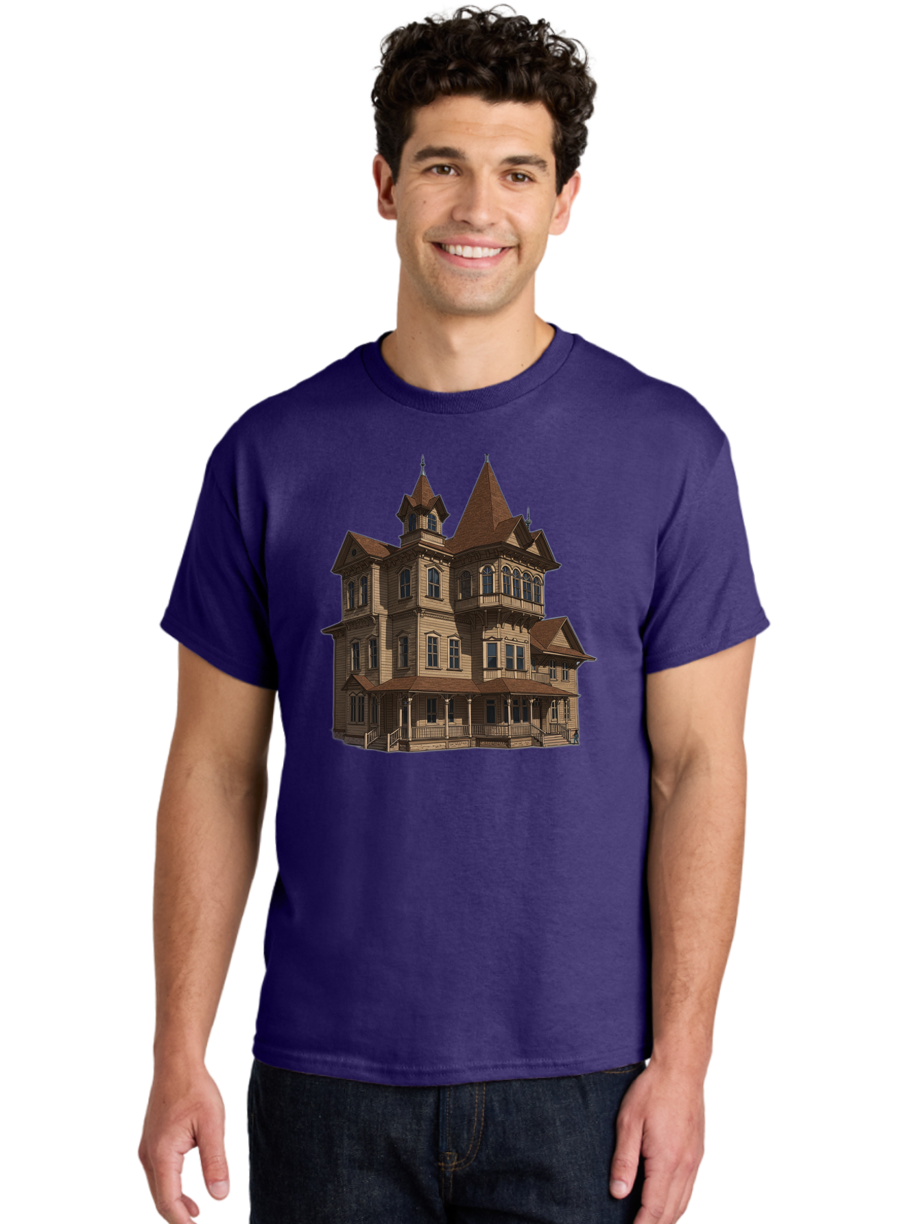 Victorian-Mansion Men'S Graphic Tee, 100% Cotton, Comfortable Casual Summer Wear, Machine Washable, Vintage Camera, Old Camera, Antique Camera, Black Camera, Classic Photography, Photography Equipment, Nostalgic Device, Film Camera, Camera Art Bah318