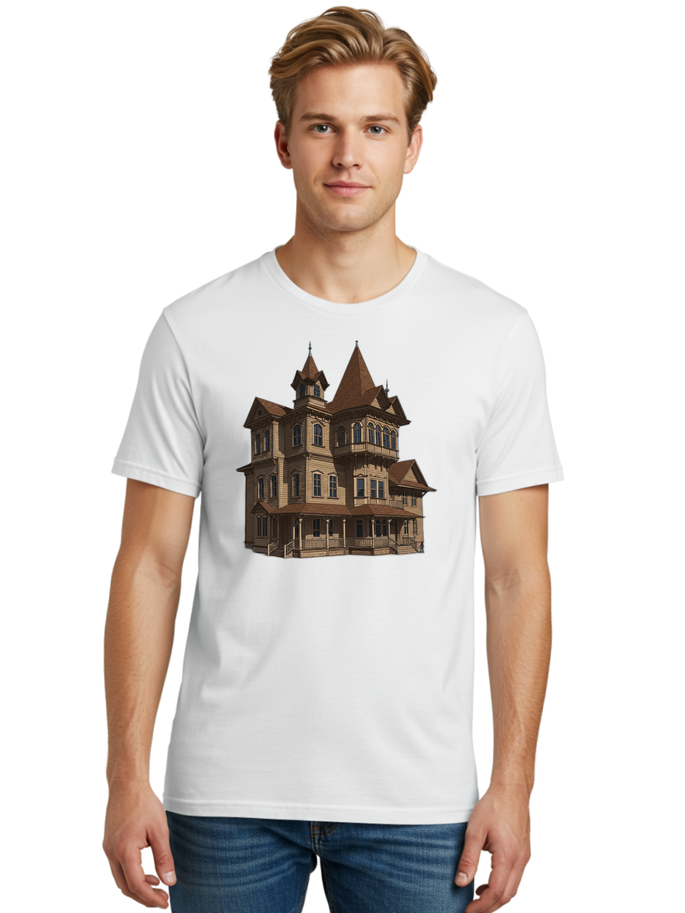 Victorian-Mansion Men'S Graphic Tee, 100% Cotton, Comfortable Casual Summer Wear, Machine Washable, Vintage Camera, Old Camera, Antique Camera, Black Camera, Classic Photography, Photography Equipment, Nostalgic Device, Film Camera, Camera Art Bah318