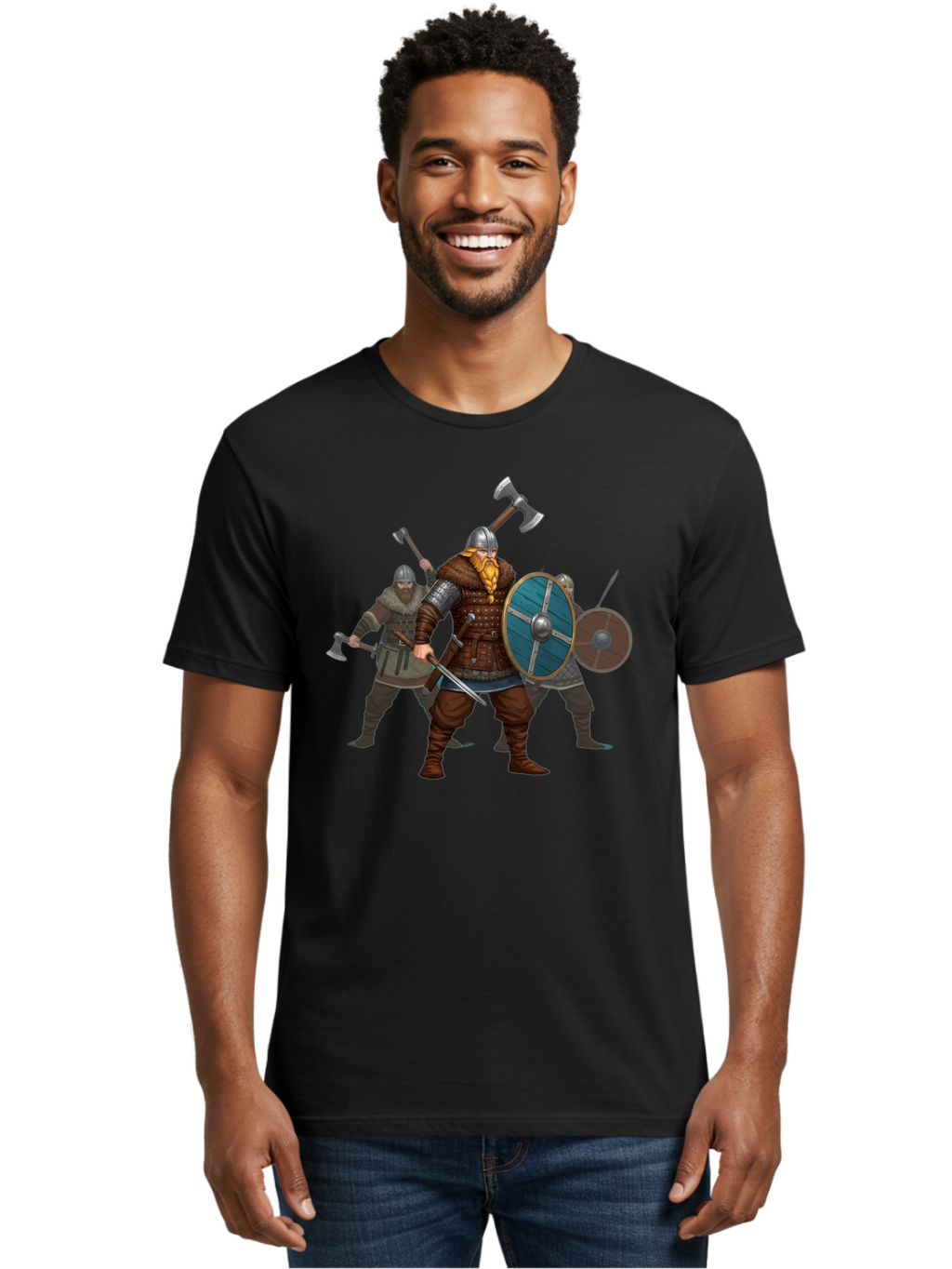 Viking-Warriors-2 Men'S Graphic Tee, 100% Cotton, Comfortable Casual Summer Wear, Machine Washable, Vintage Camera, Old Camera, Antique Camera, Black Camera, Classic Photography, Photography Equipment, Nostalgic Device, Film Camera, Camera Art Bah330