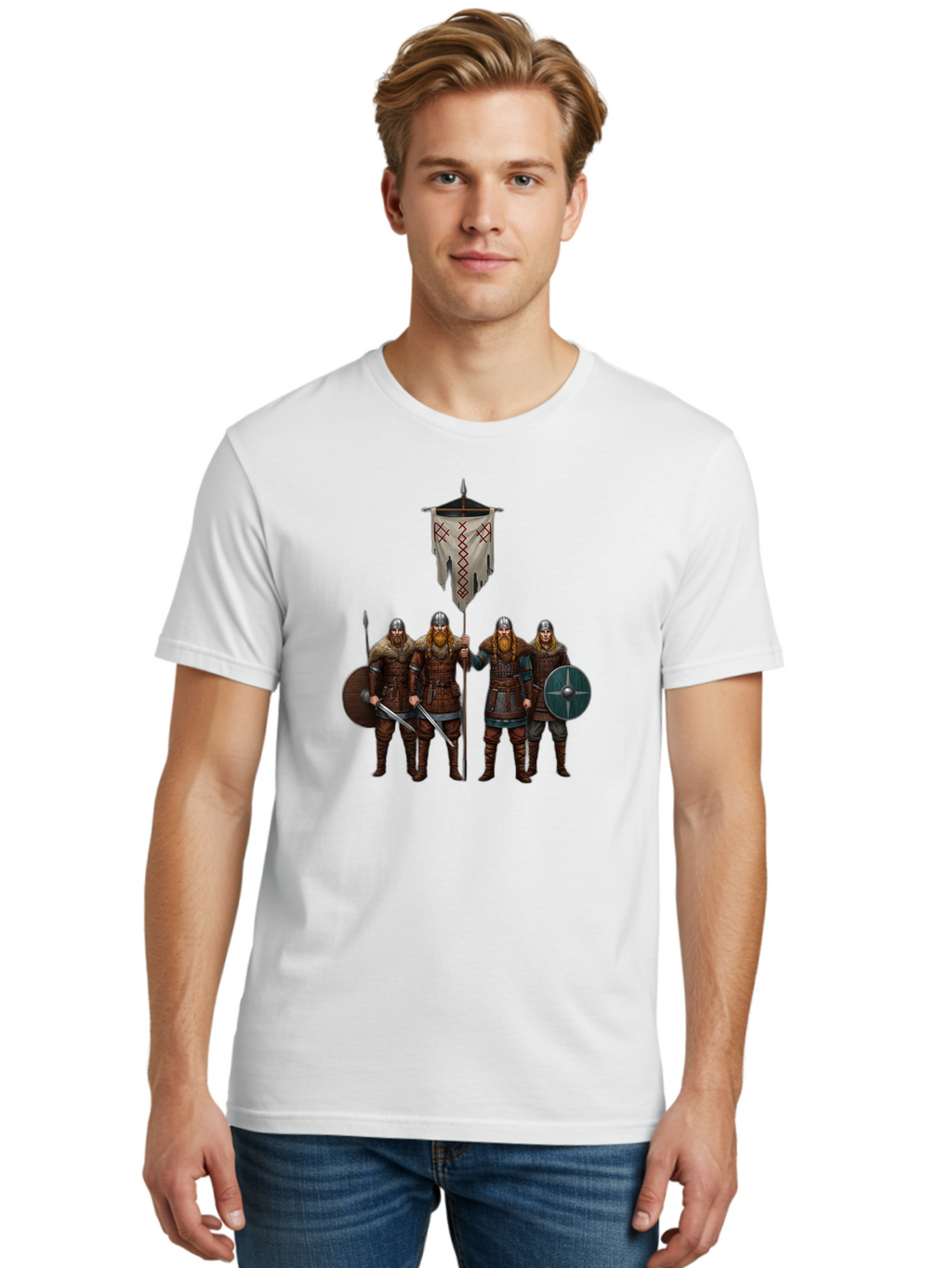 Viking-Warriors-4 Men'S Graphic Tee, 100% Cotton, Comfortable Casual Summer Wear, Machine Washable, Vintage Camera, Old Camera, Antique Camera, Black Camera, Classic Photography, Photography Equipment, Nostalgic Device, Film Camera, Camera Art Bah332