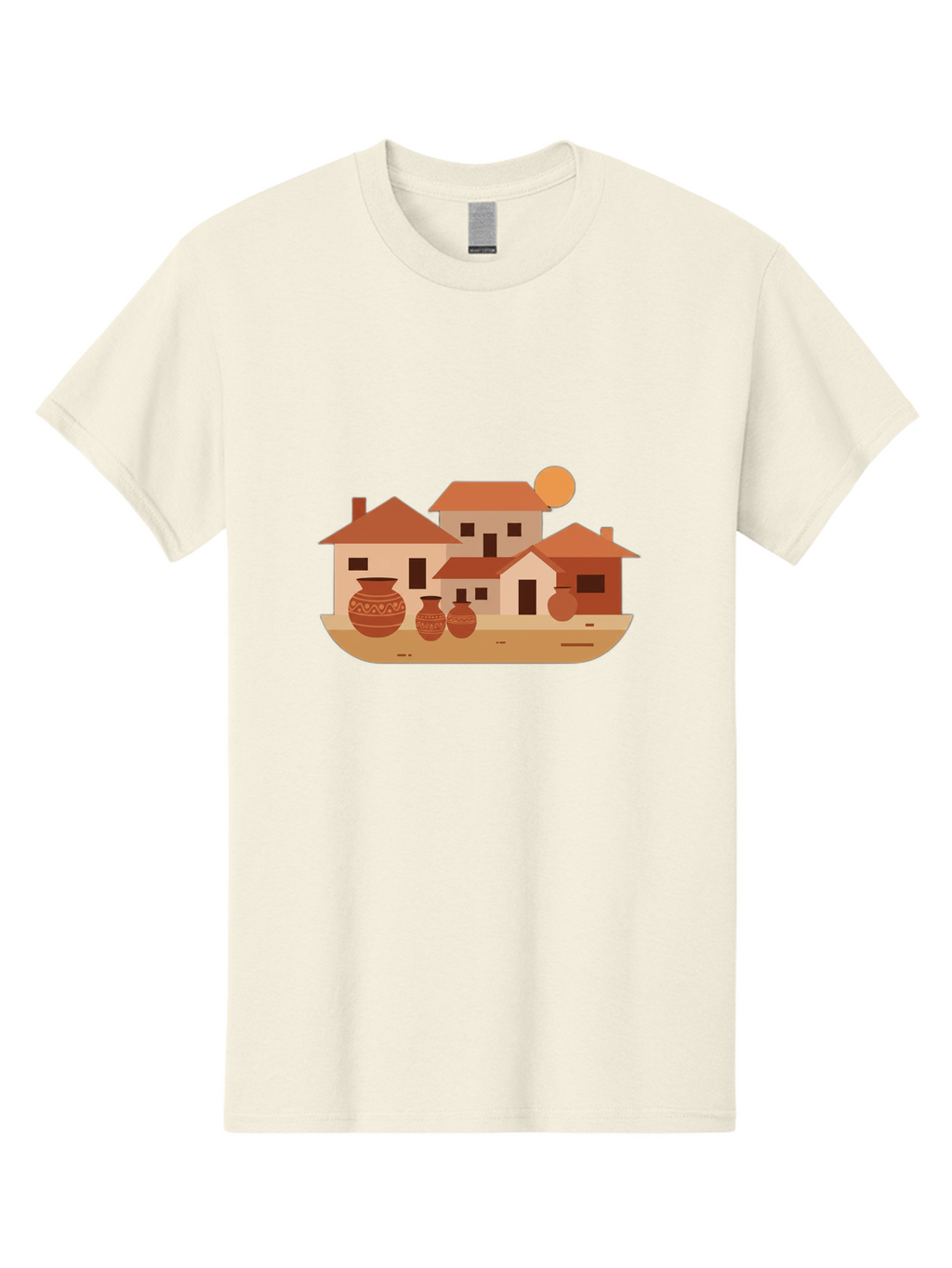 Village-Scene-1 Men'S Graphic Tee, 100% Cotton, Comfortable Casual Summer Wear, Machine Washable, Vintage Camera, Old Camera, Antique Camera, Black Camera, Classic Photography, Photography Equipment, Nostalgic Device, Film Camera, Camera Art Bah339